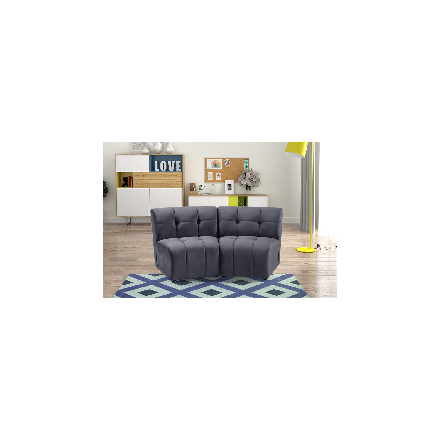 Meridian Furniture Limitless Gray Velvet Modular Loveseat