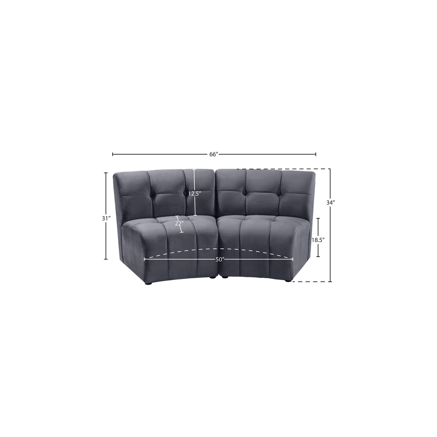 Meridian Furniture Limitless Gray Velvet Modular Loveseat