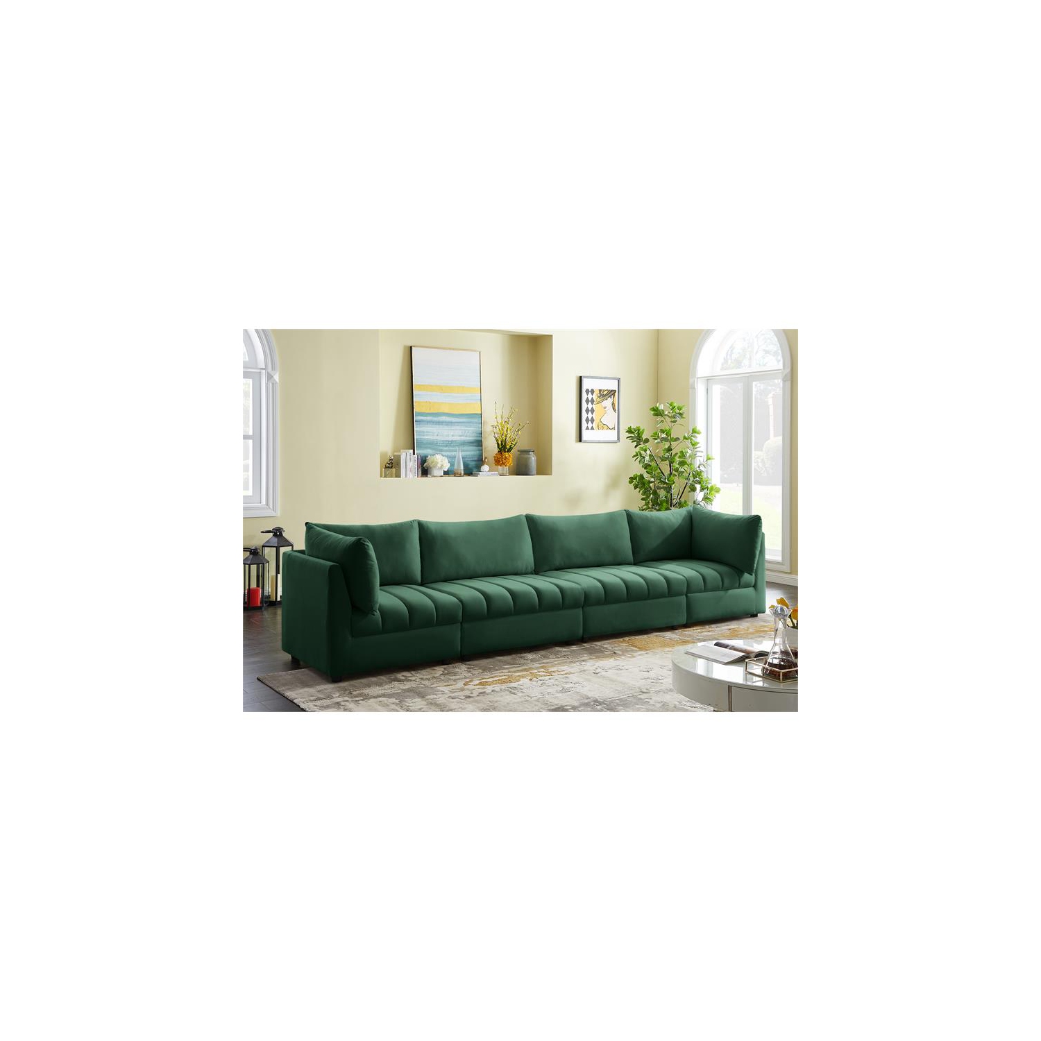 Meridian Furniture Jacob Green Velvet Modular Sofa