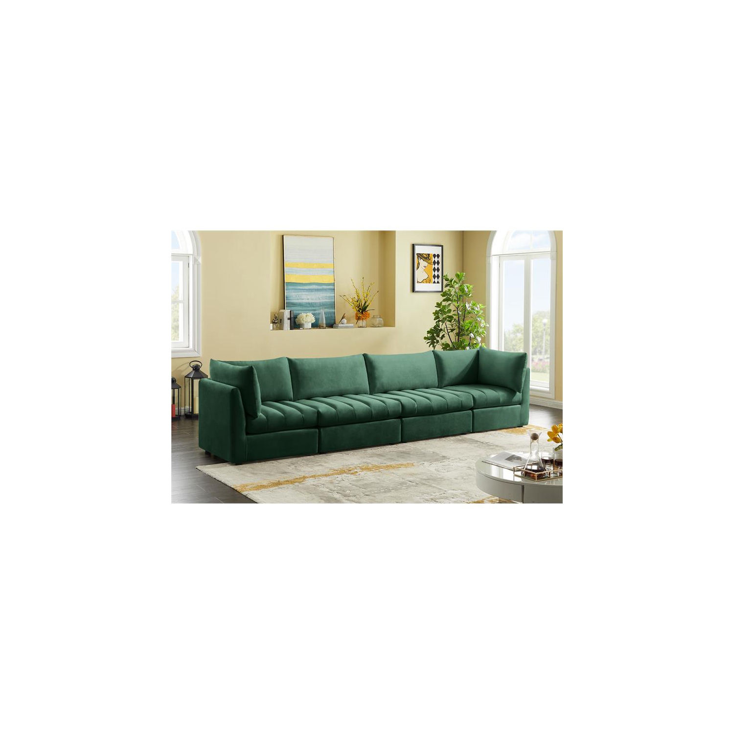 Meridian Furniture Jacob Green Velvet Modular Sofa