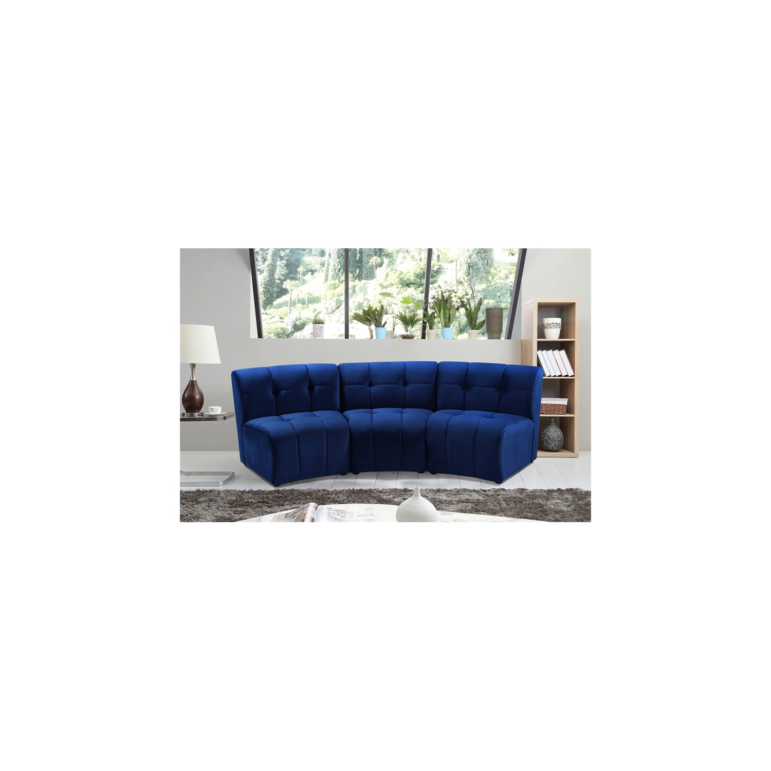 Meridian Furniture Limitless Navy Velvet Modular Sofa