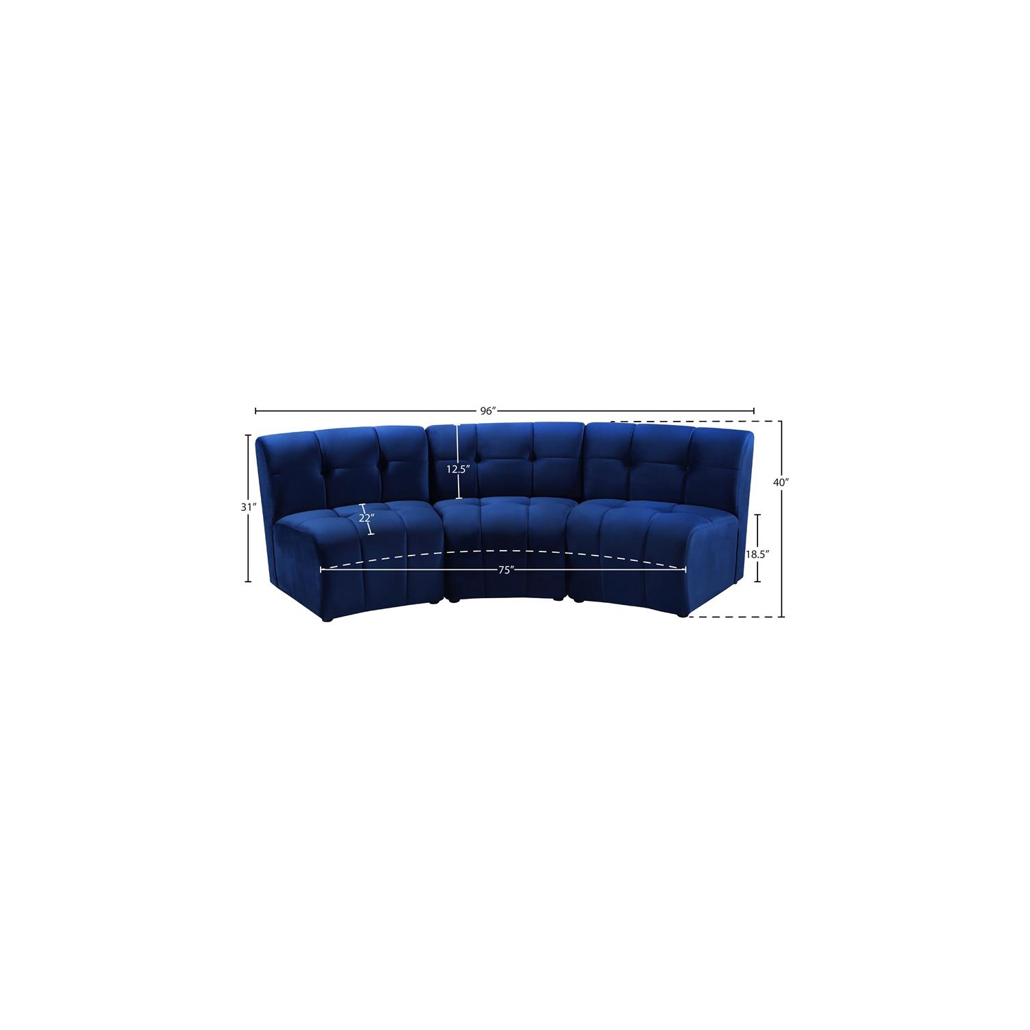 Meridian Furniture Limitless Navy Velvet Modular Sofa
