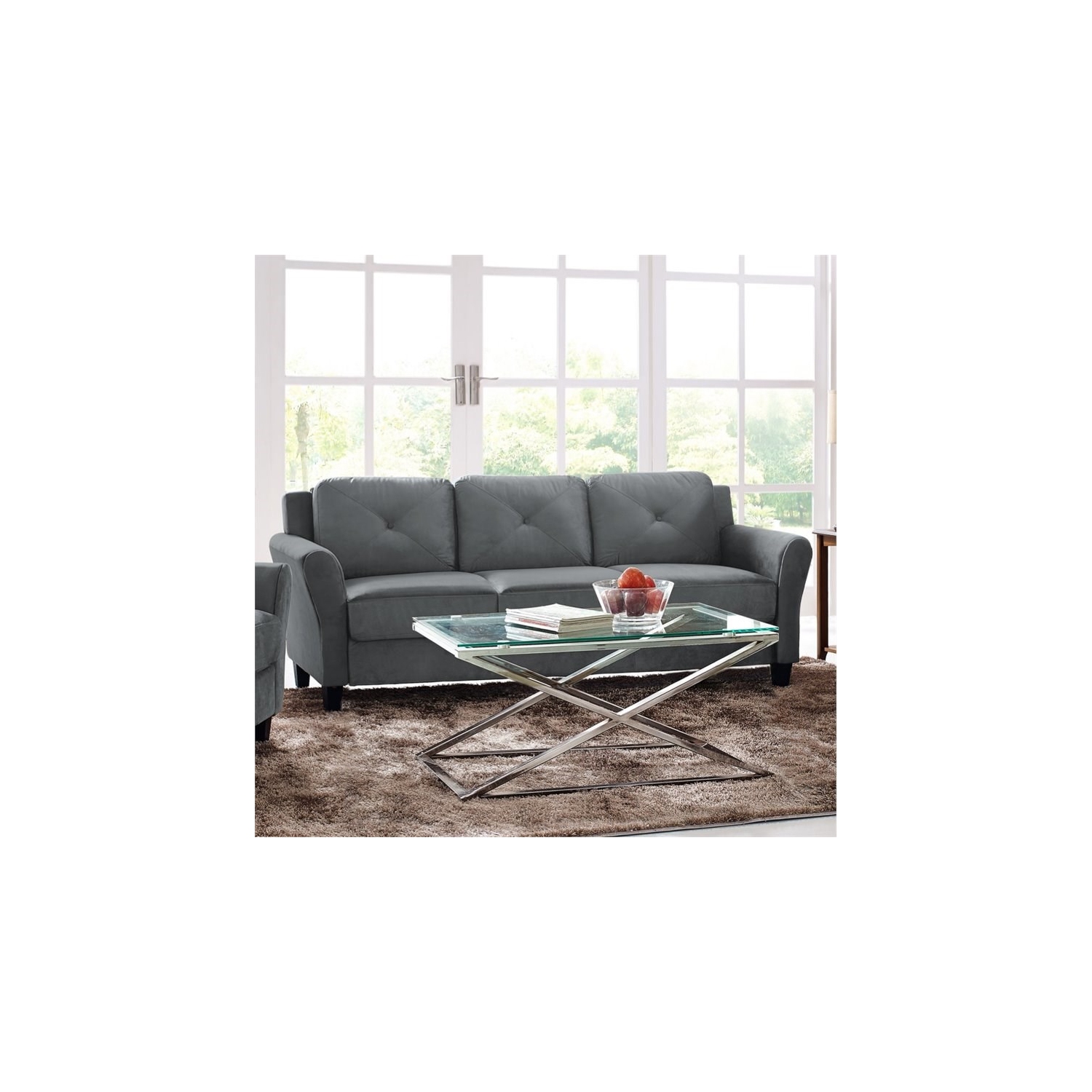 Lifestyle Solutions – Ensemble transitionnel 2 pièces avec sofa et causeuse, gris foncé