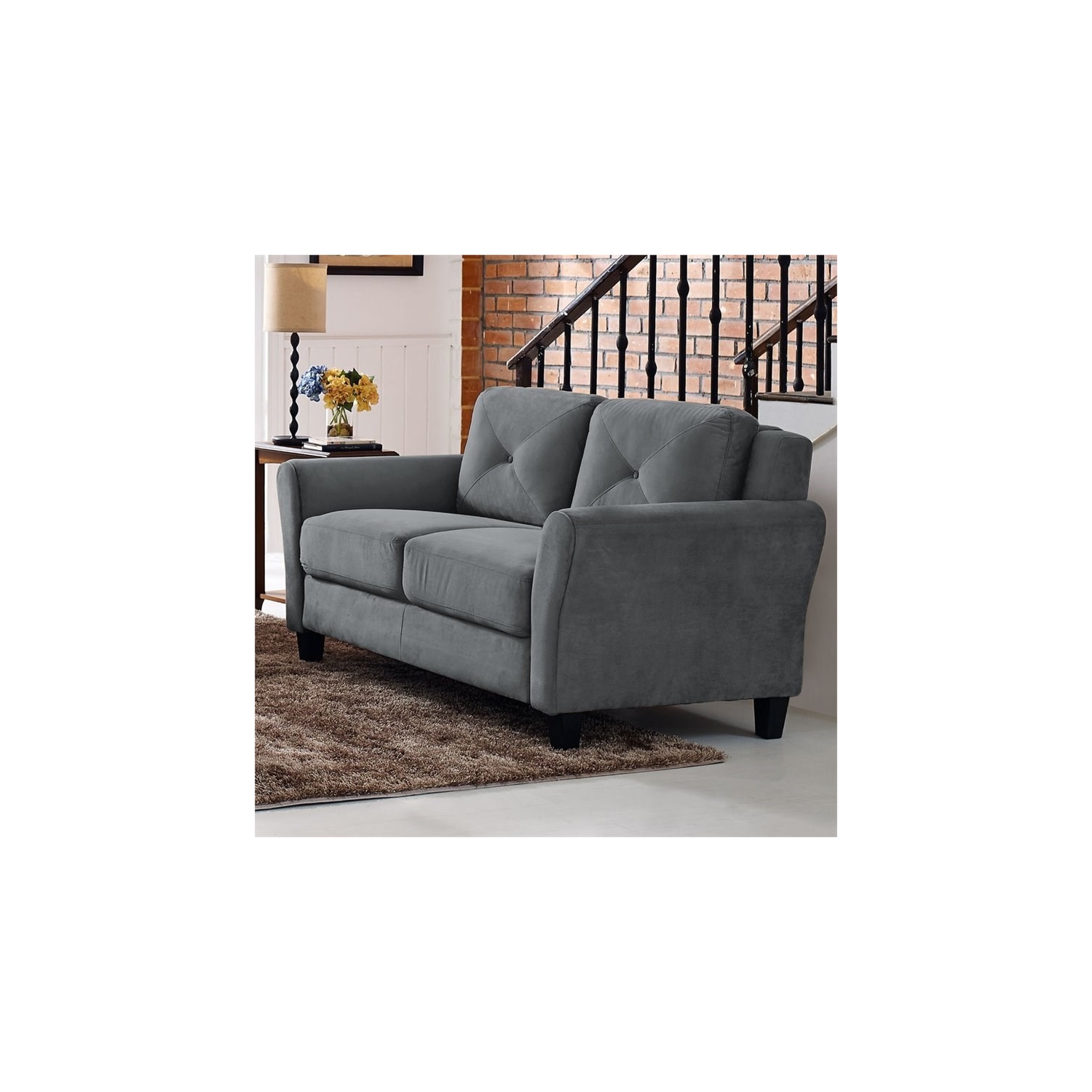 Lifestyle Solutions – Ensemble transitionnel 2 pièces avec sofa et causeuse, gris foncé