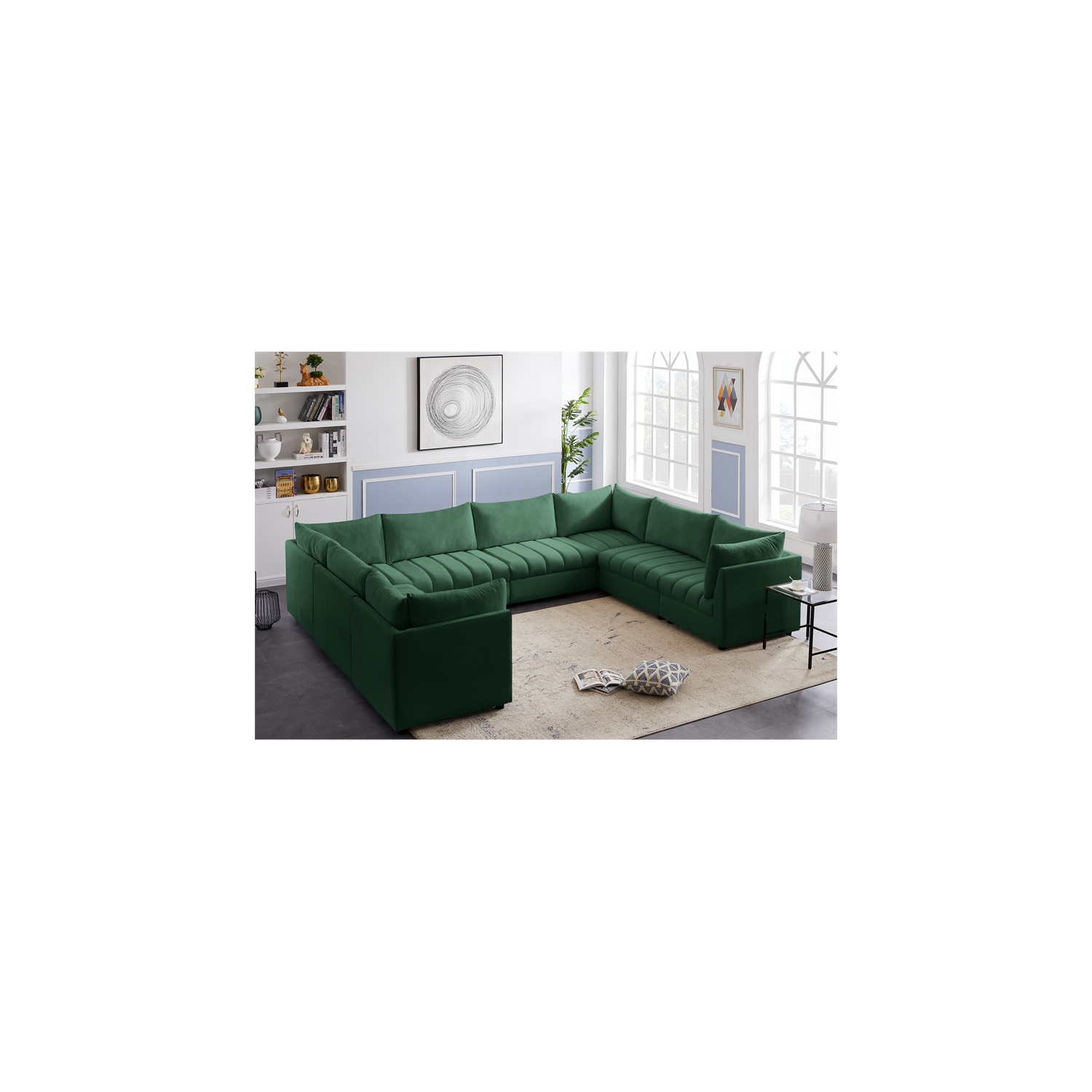 Meridian Furniture Jacob Green Velvet Modular Sectional