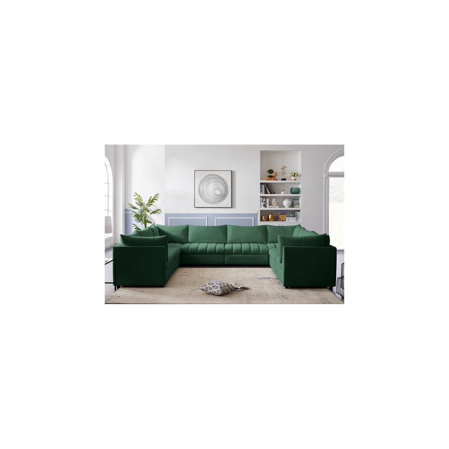 Meridian Furniture Jacob Green Velvet Modular Sectional