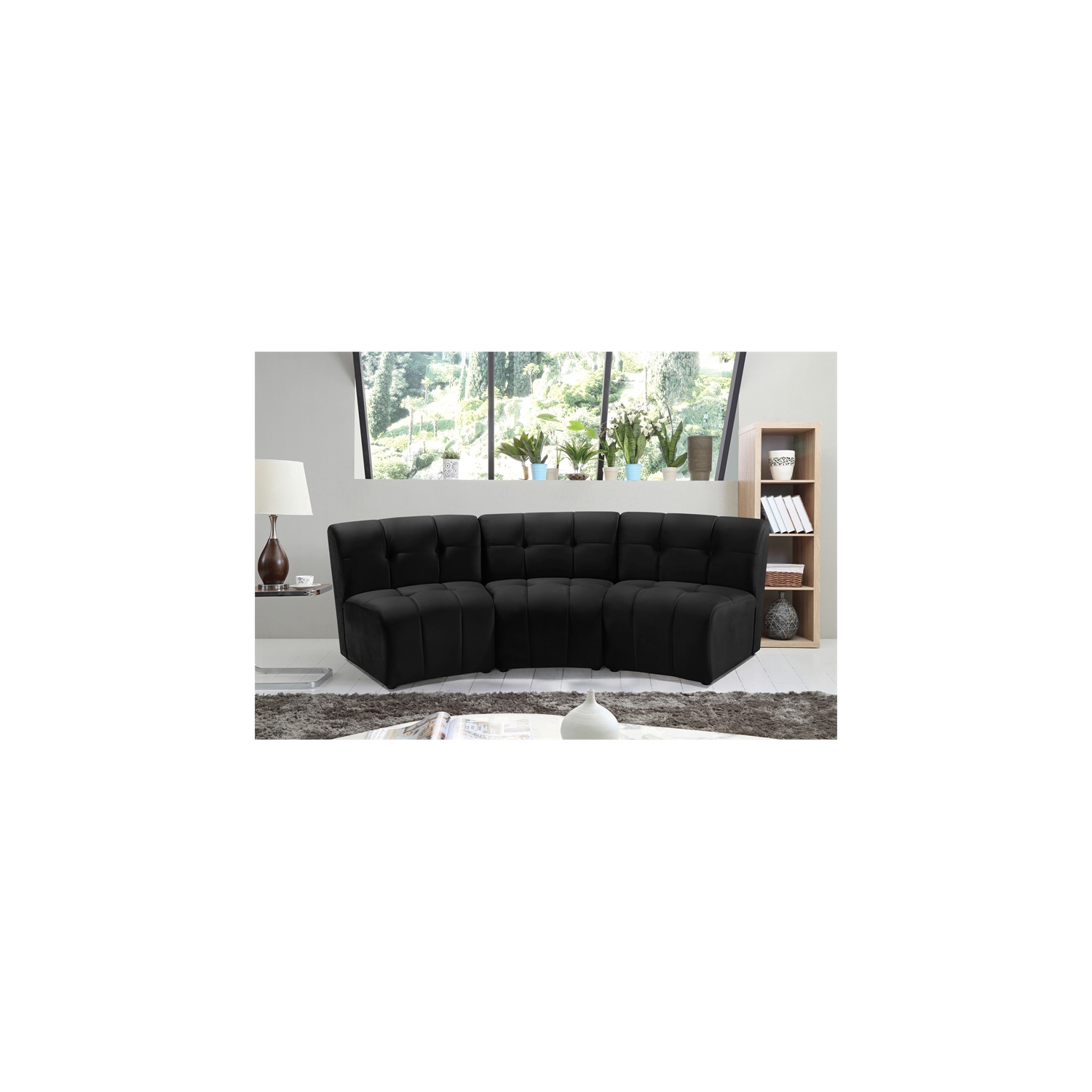 Meridian Furniture Limitless Black Velvet Modular Sofa