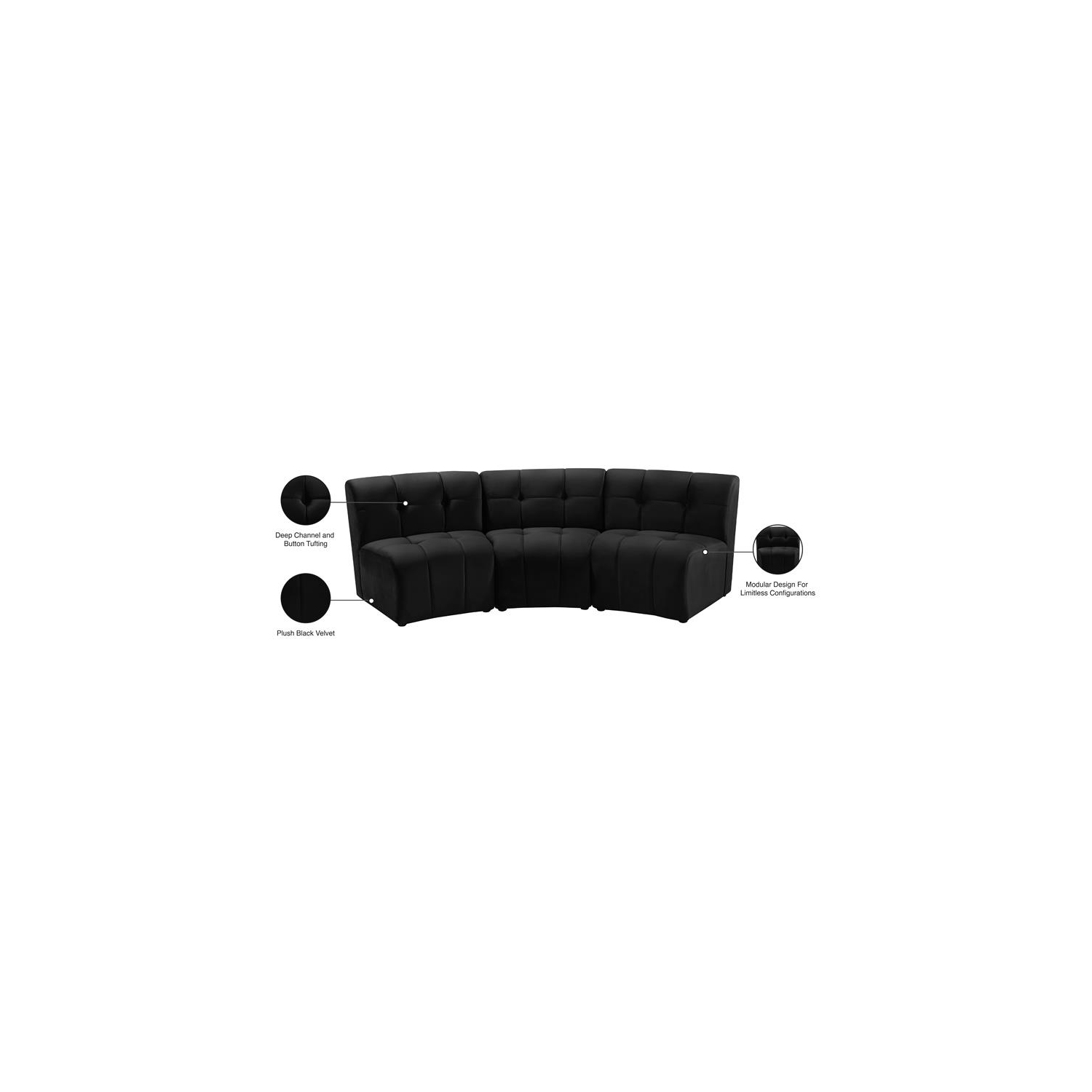 Meridian Furniture Limitless Black Velvet Modular Sofa