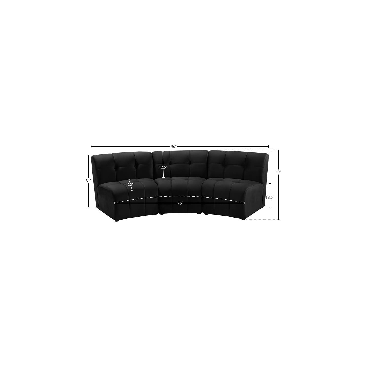 Meridian Furniture Limitless Black Velvet Modular Sofa