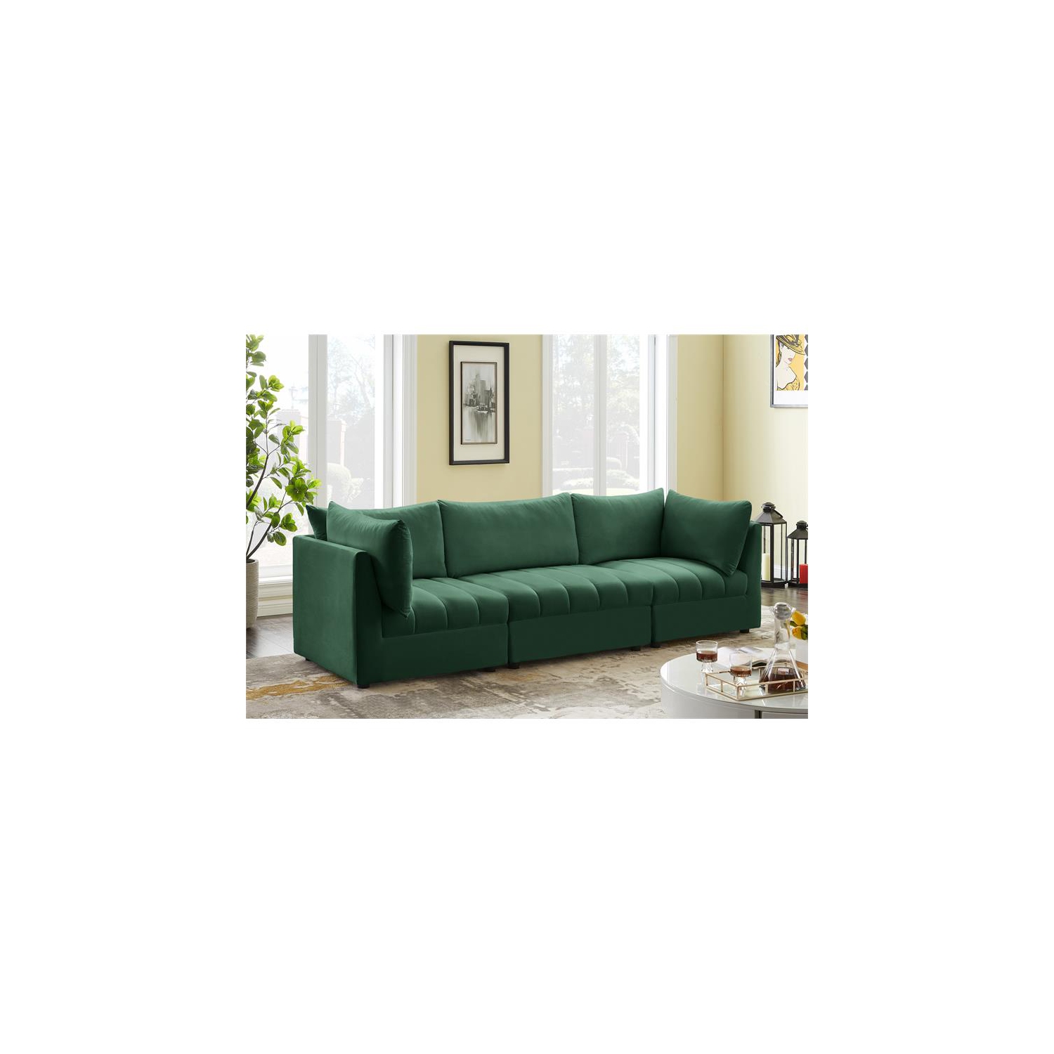 Meridian Furniture Jacob Green Velvet Modular Sofa