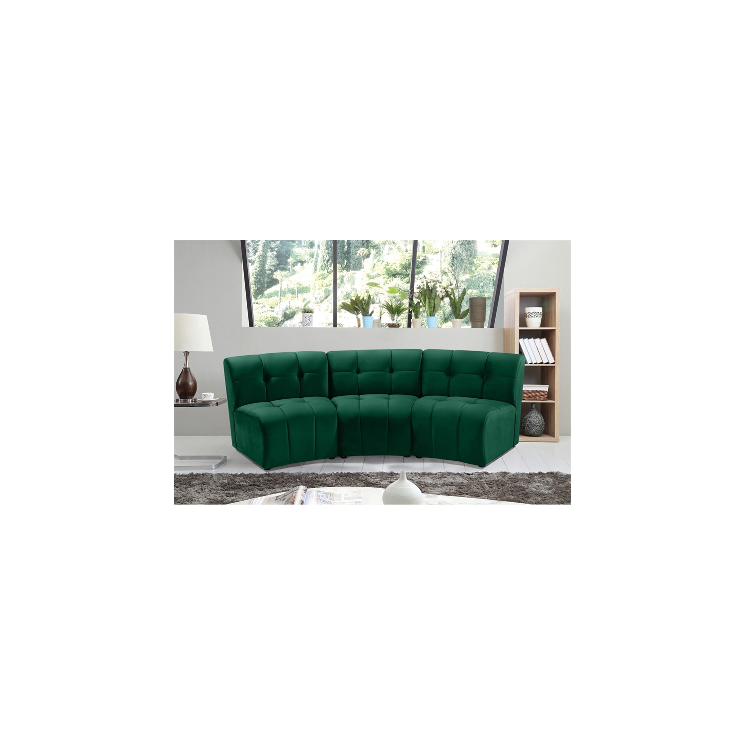 Meridian Furniture Limitless Green Velvet Modular Sofa