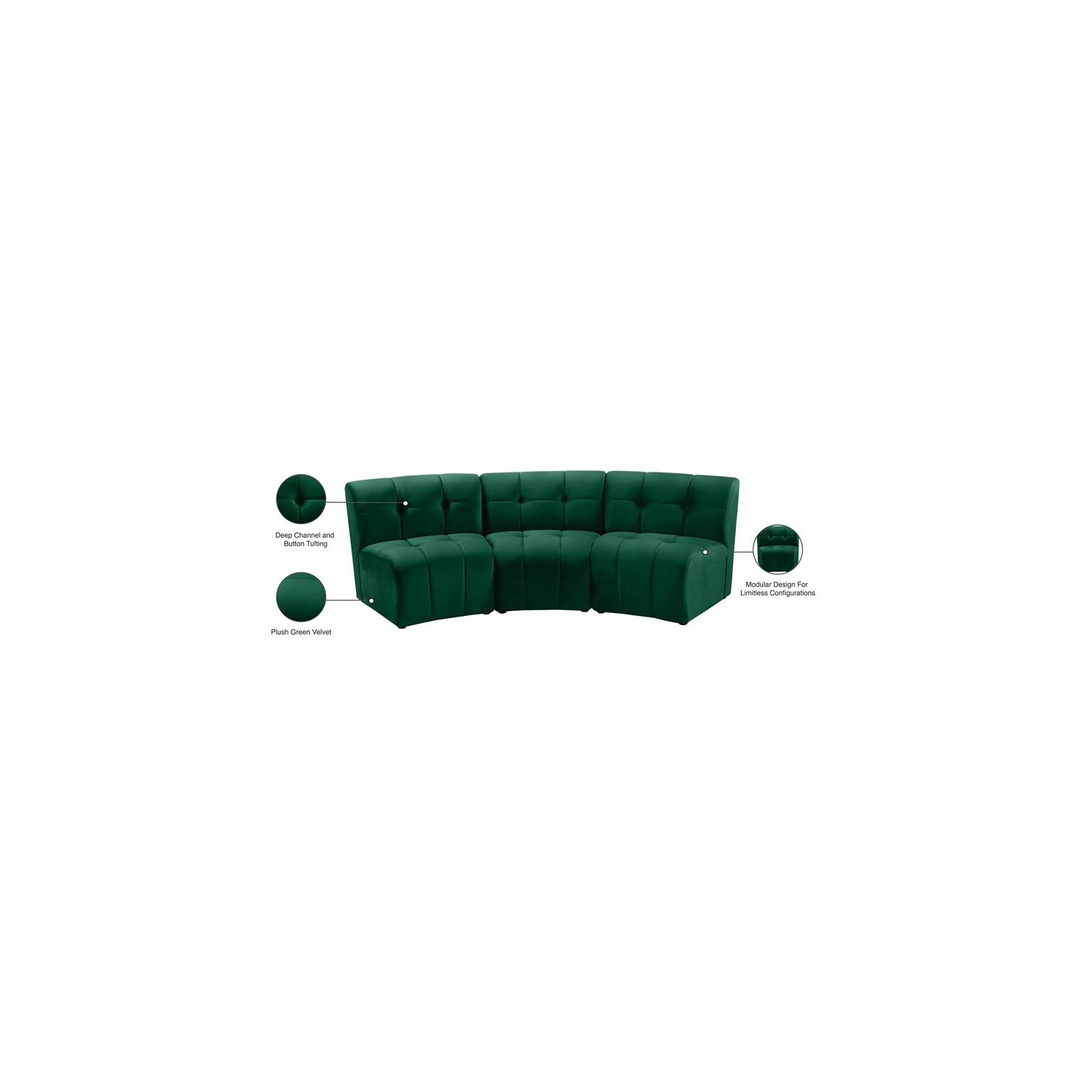 Meridian Furniture Limitless Green Velvet Modular Sofa