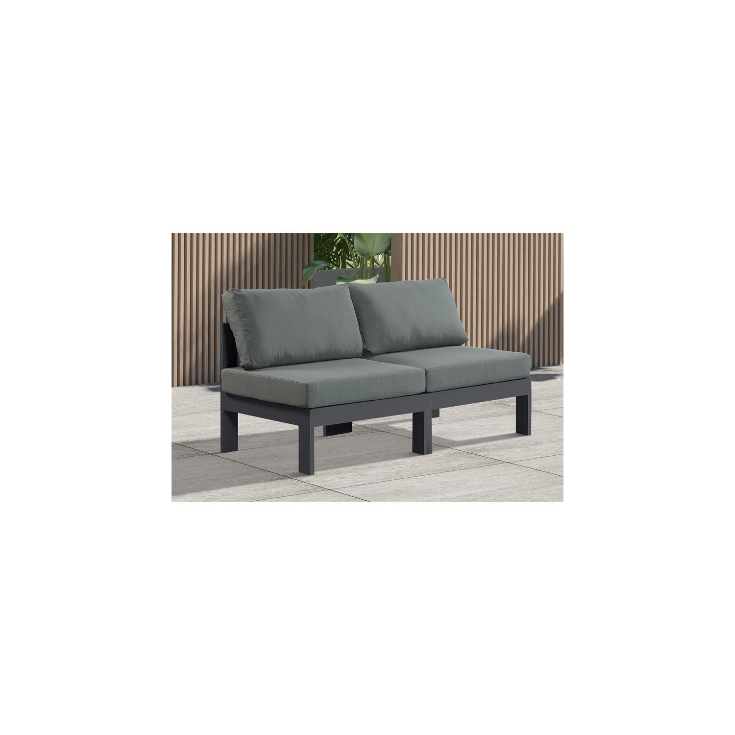 Meridian Furniture Nizuc Grey Fabric Outdoor Patio Modular Sofa