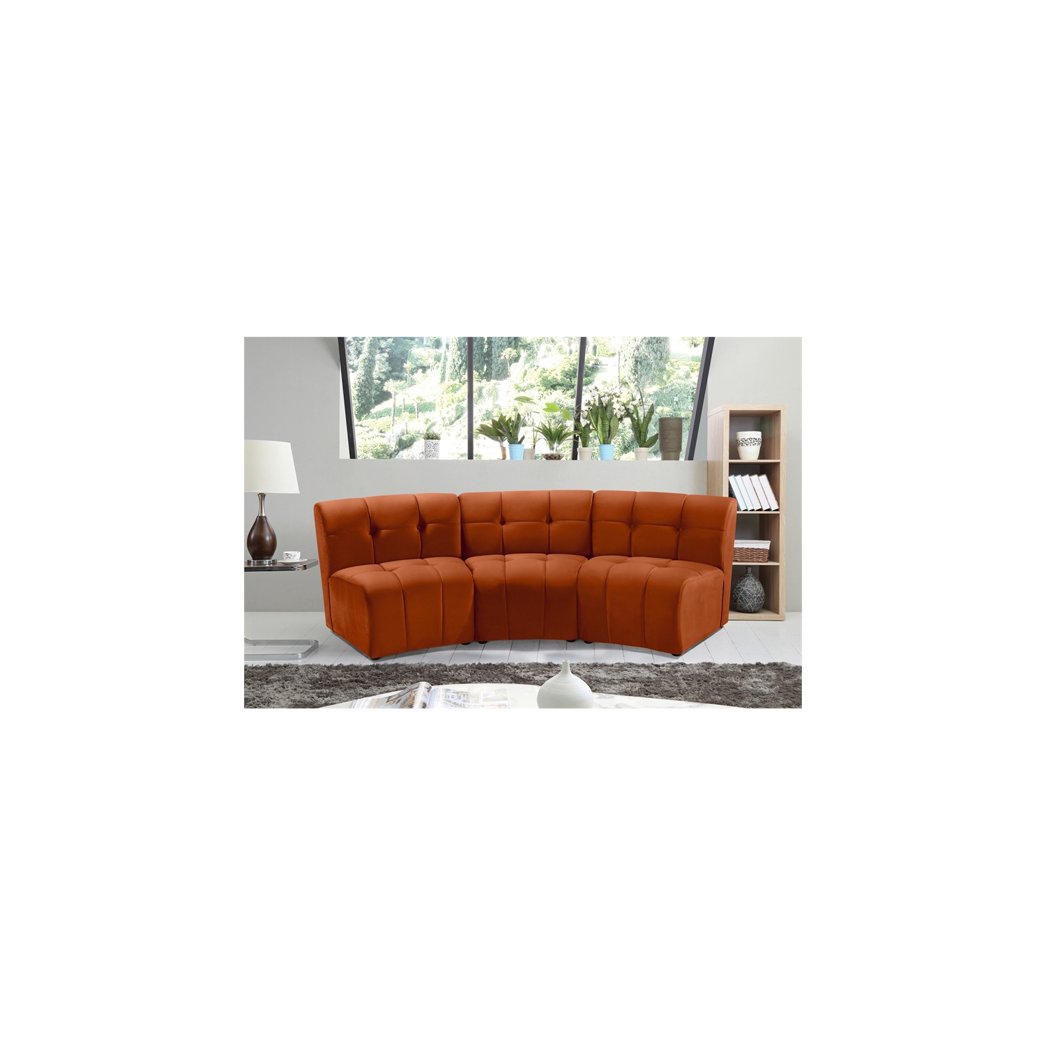 Meridian Furniture Limitless Cognac Velvet Modular Sofa