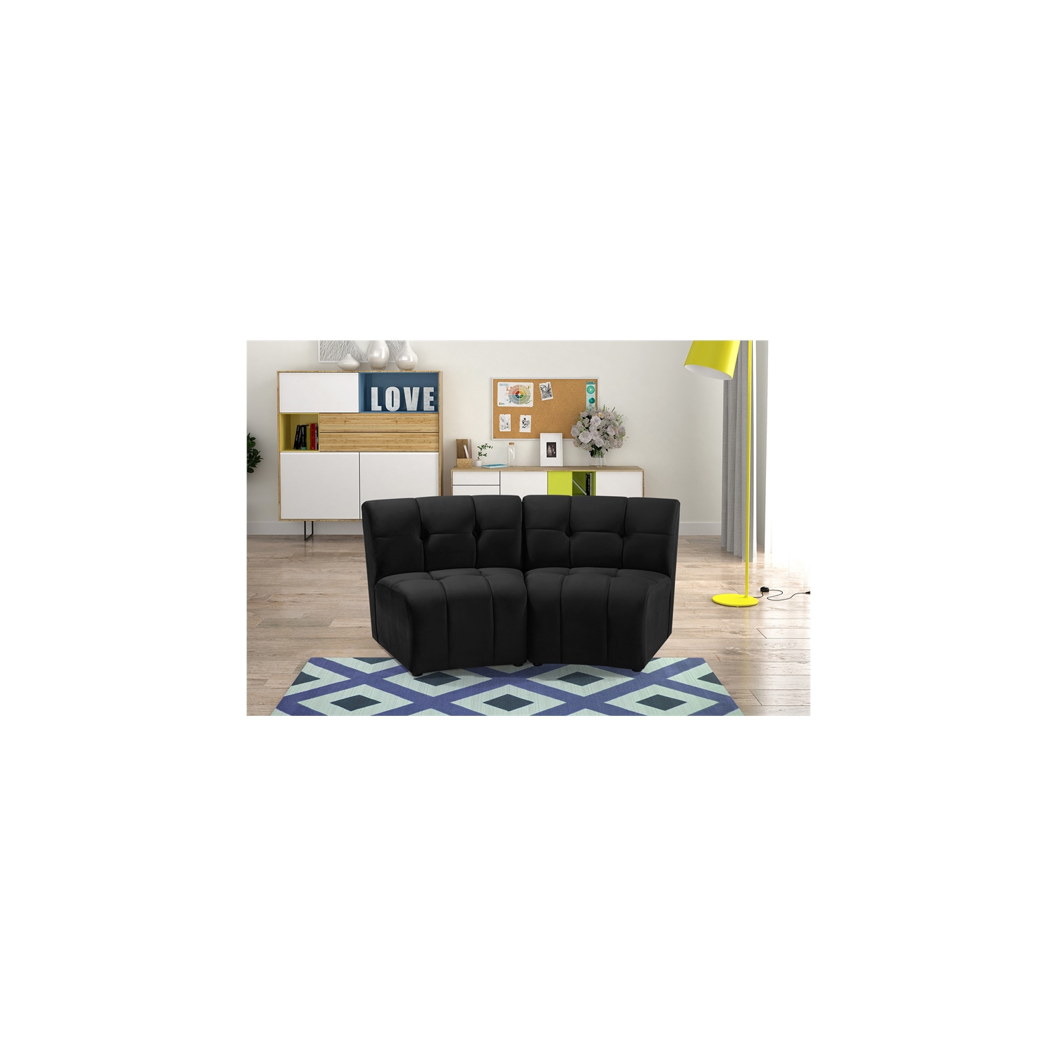 Meridian Furniture Limitless Black Velvet Modular Loveseat