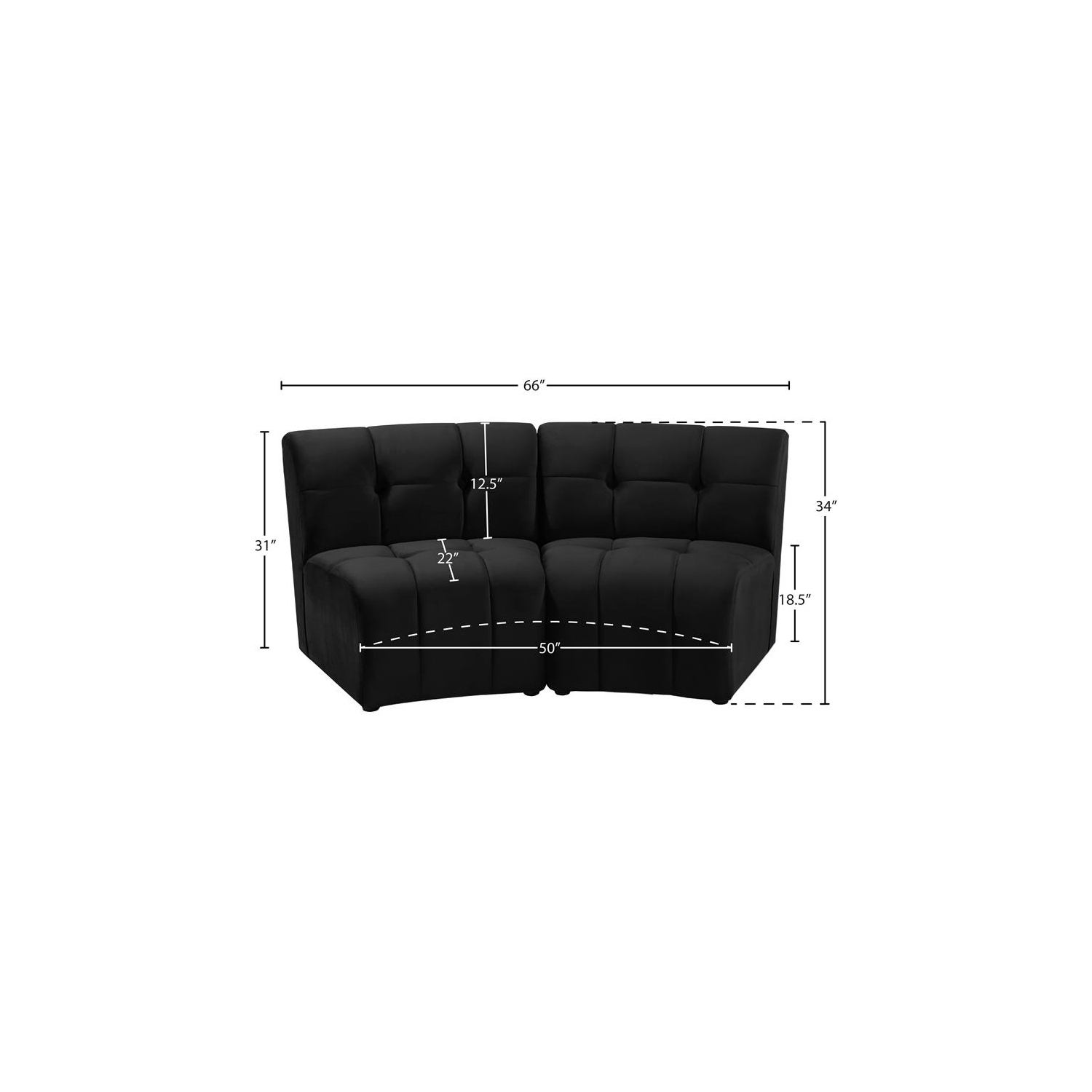 Meridian Furniture Limitless Black Velvet Modular Loveseat