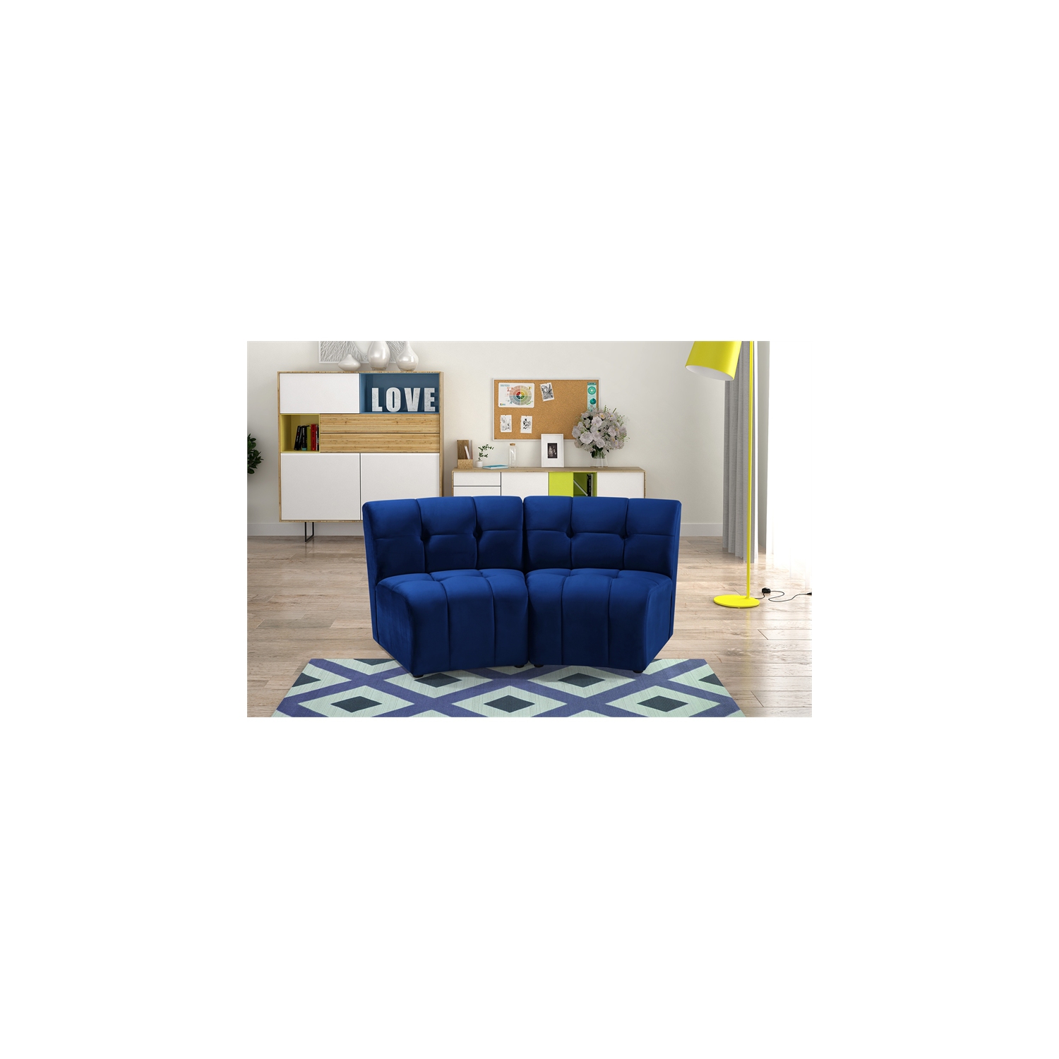 Meridian Furniture Limitless Navy Velvet Modular Loveseat