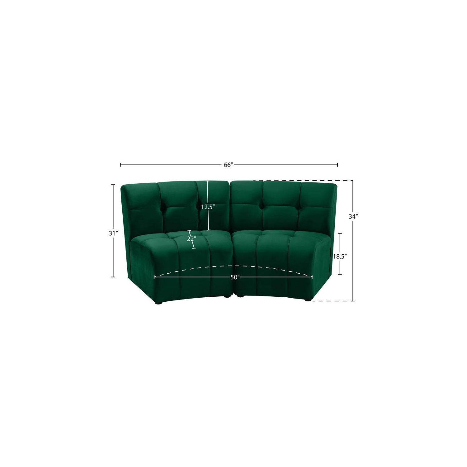 Meridian Furniture Limitless Green Velvet Modular Loveseat