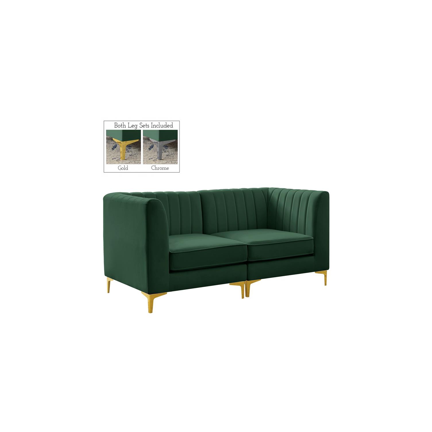 Meridian Furniture Alina Green Velvet Modular Sectional
