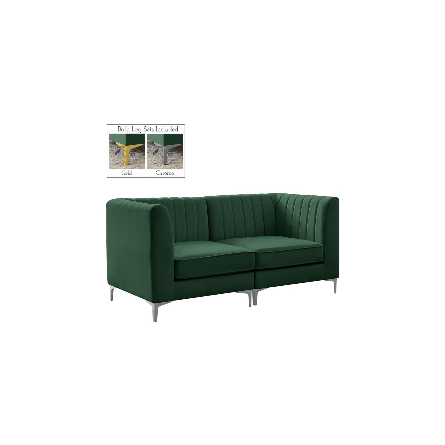 Meridian Furniture Alina Green Velvet Modular Sectional