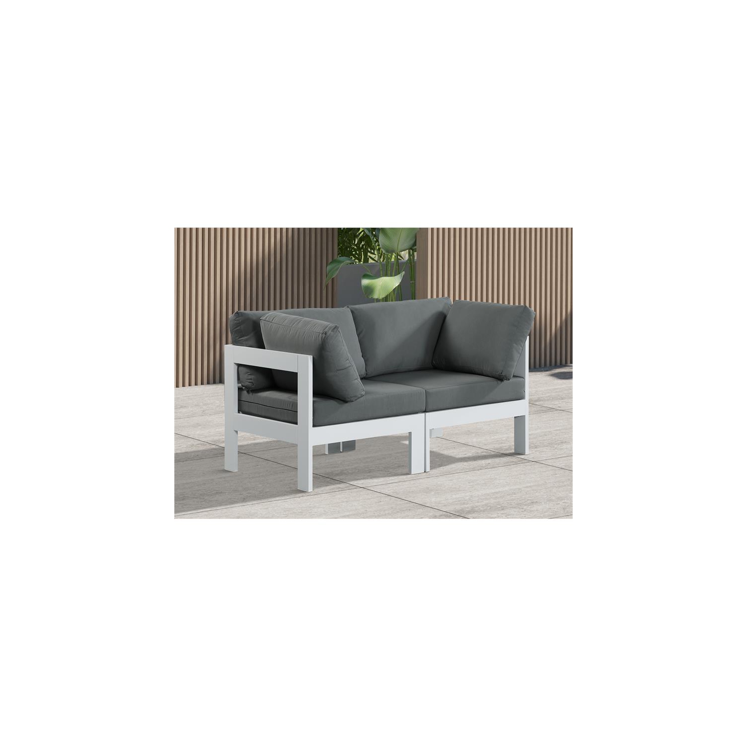 Meridian Furniture Nizuc Grey Fabric Outdoor Patio Modular Sofa