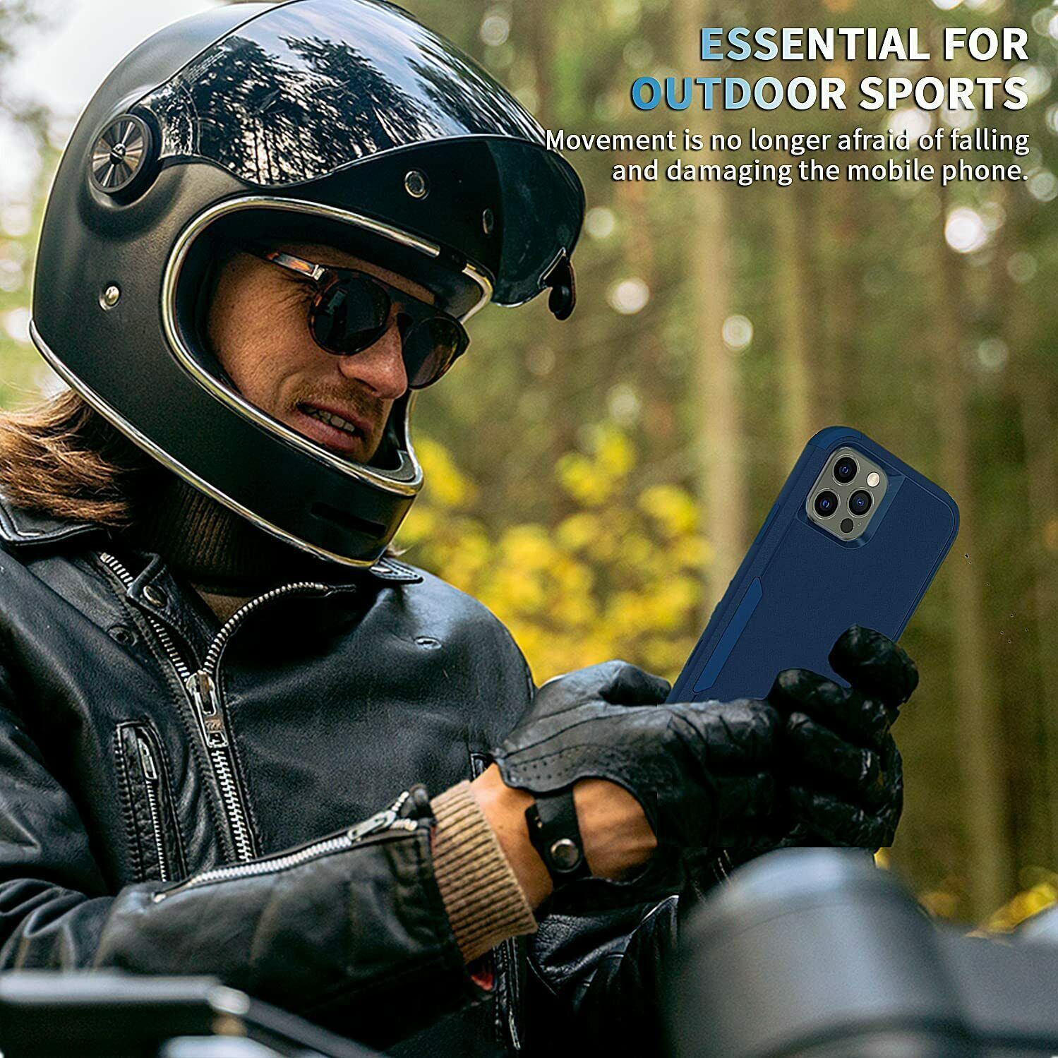 Pour Apple iPhone 14 3-en-1 étui résistant aux chutes Adventure Tradies Hybrid Armour, robuste étui antichoc -Bleu