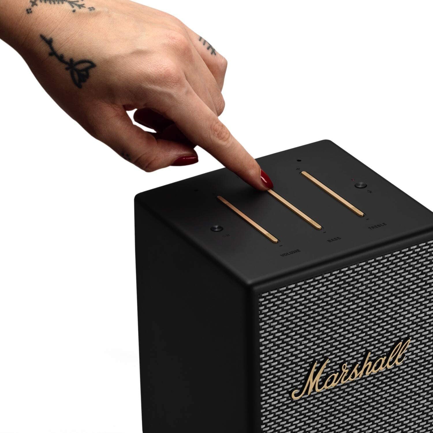 Remis à neuf - haut-parleur vocal Bluetooth Uxbridge Home de Marshall avec Alexa d'Amazon intégrée, noir