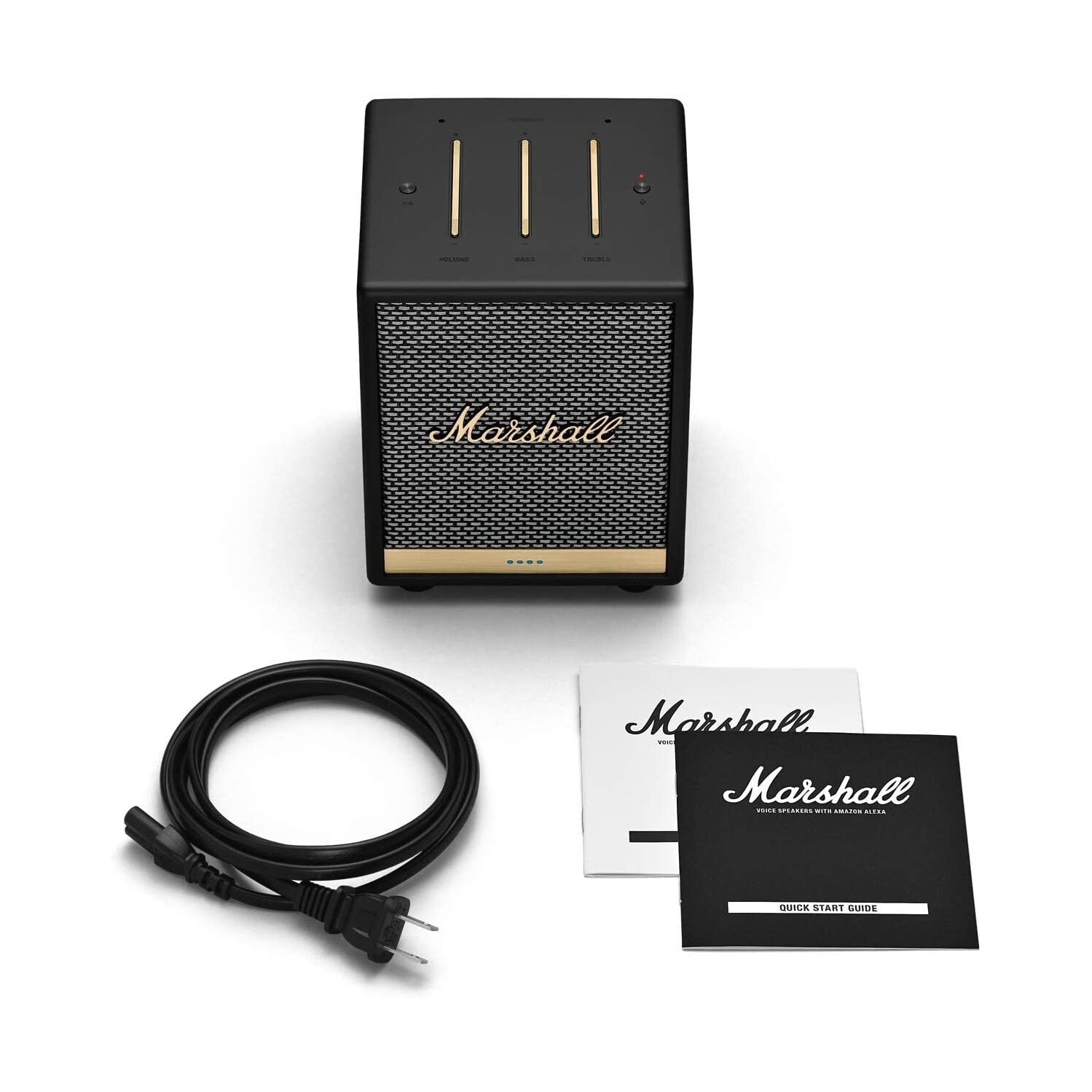 Remis à neuf - haut-parleur vocal Bluetooth Uxbridge Home de Marshall avec Alexa d'Amazon intégrée, noir