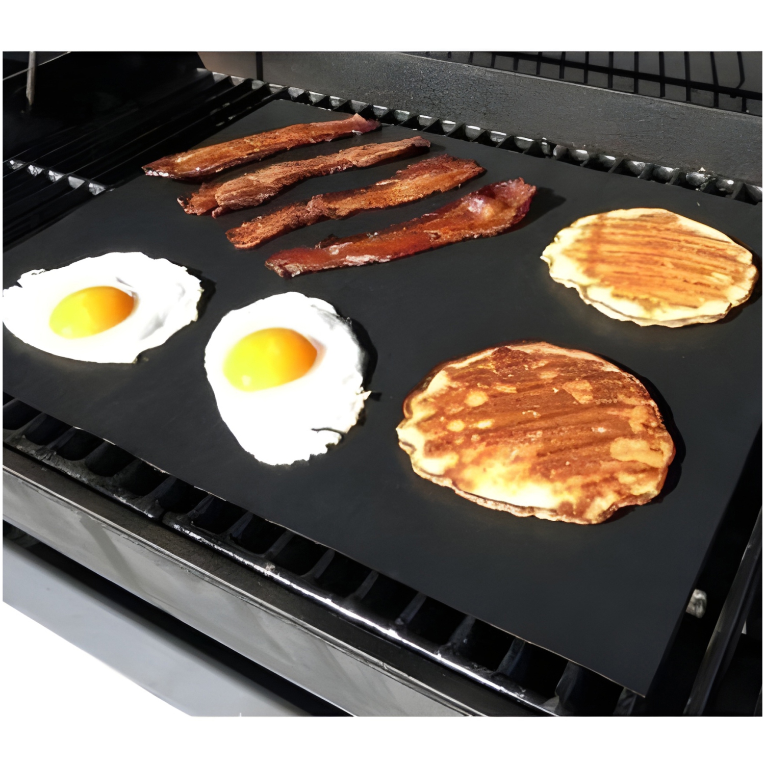 Better BBQ - Ensemble de 2 Tapis de Barbecue Réutilisable et Antiadhésif, Noir