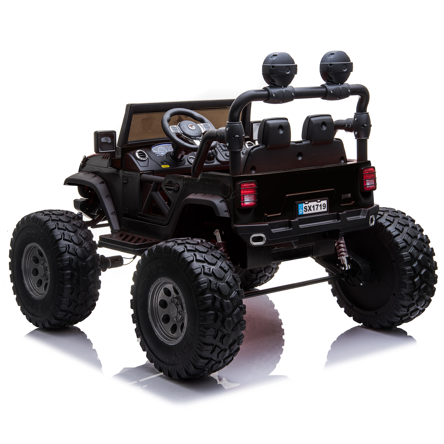 Voiture électrique pour enfants 2 places Lifted Monster Jeep 12 V avec télécommande parentale - Noir