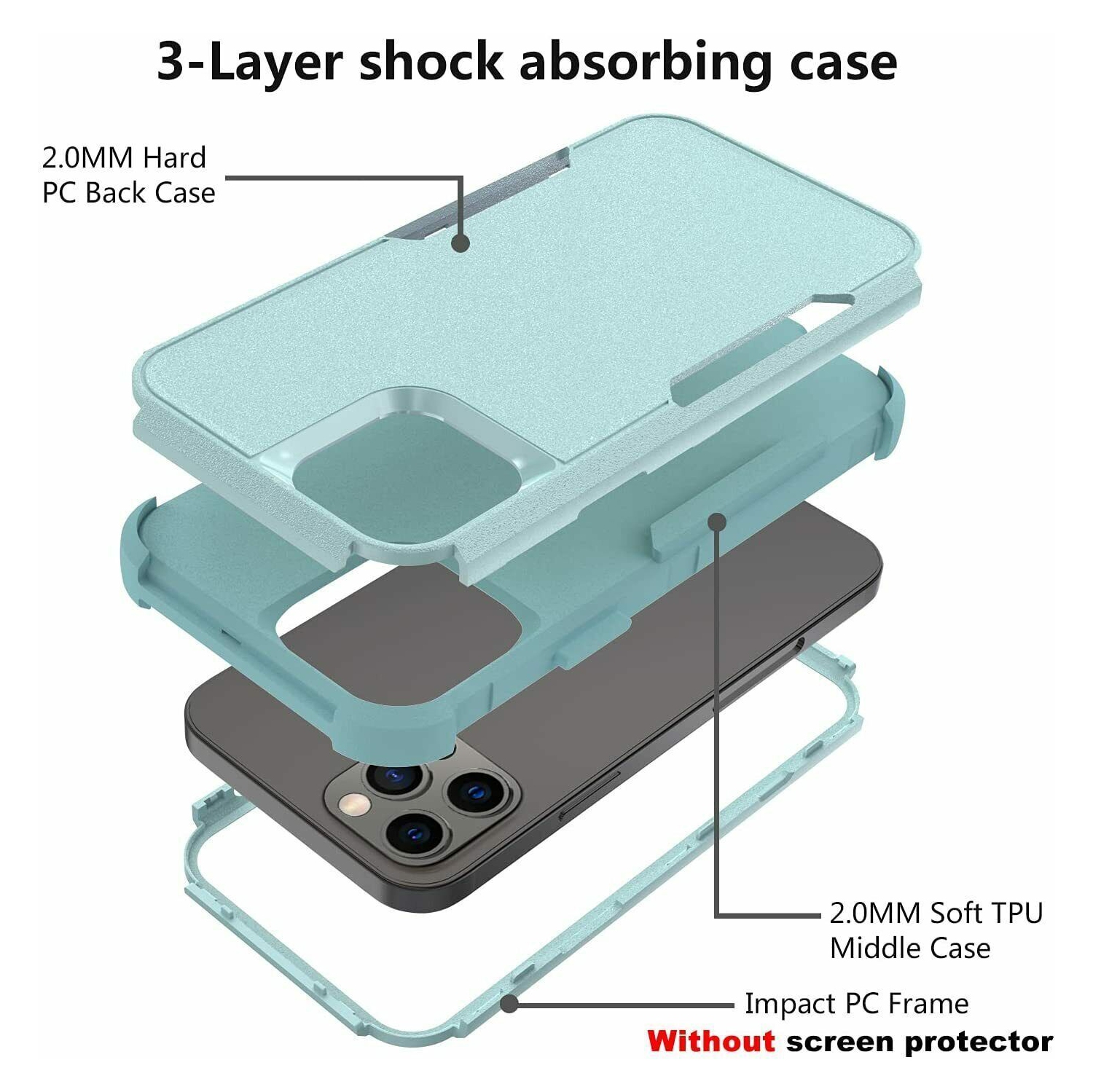 Supershield Apple iPhone 14 Plus 3in1 Case Drop Resistant Adventure Tradies Hybrid Armor Heavy Duty Rugged Shockproof Tough Cover – Sky Blue