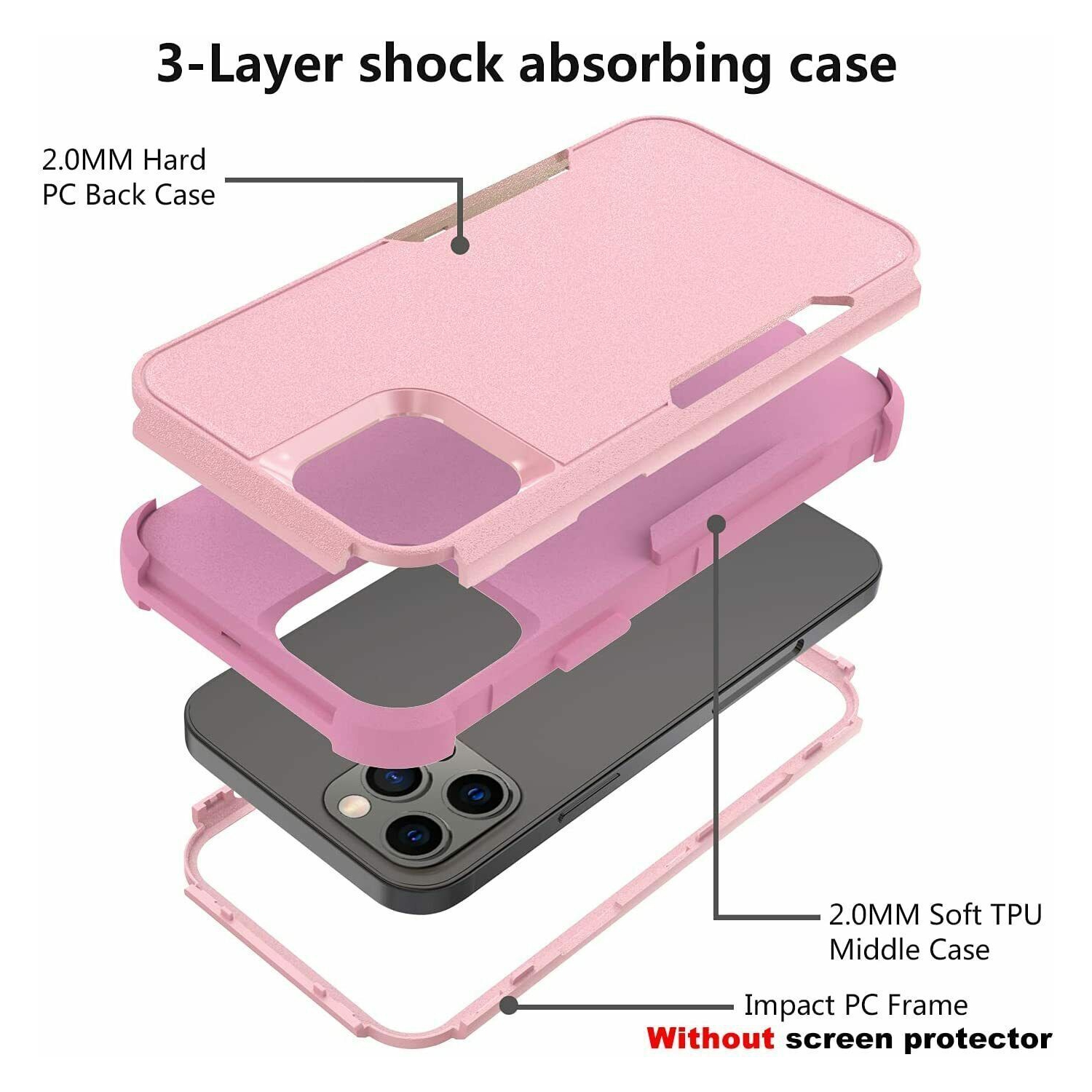 Supershield Commuter Fitted Hard Shell Case for iPhone 14 Pro - Pink