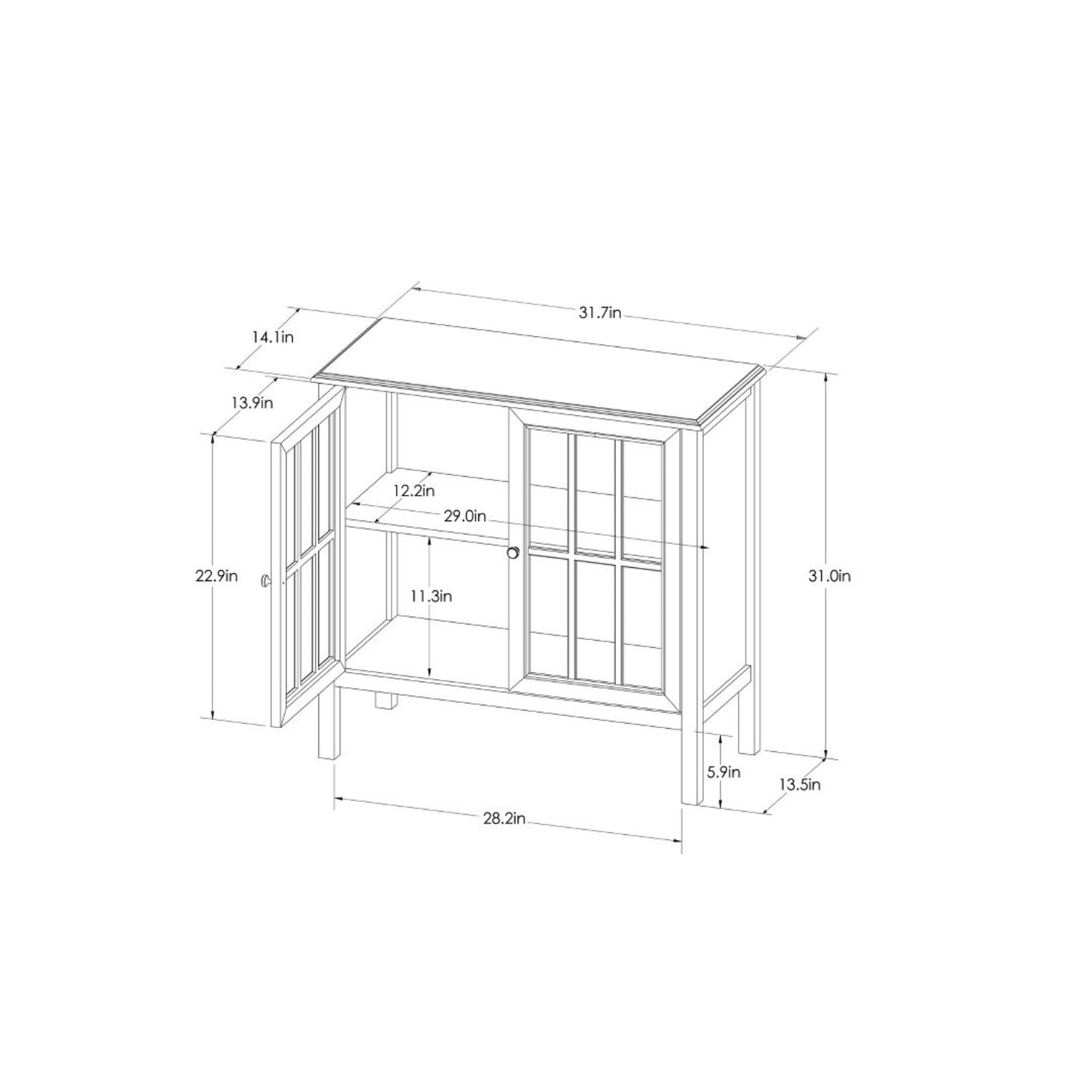 Windham 2 Door Accent Cabinet - Overcast