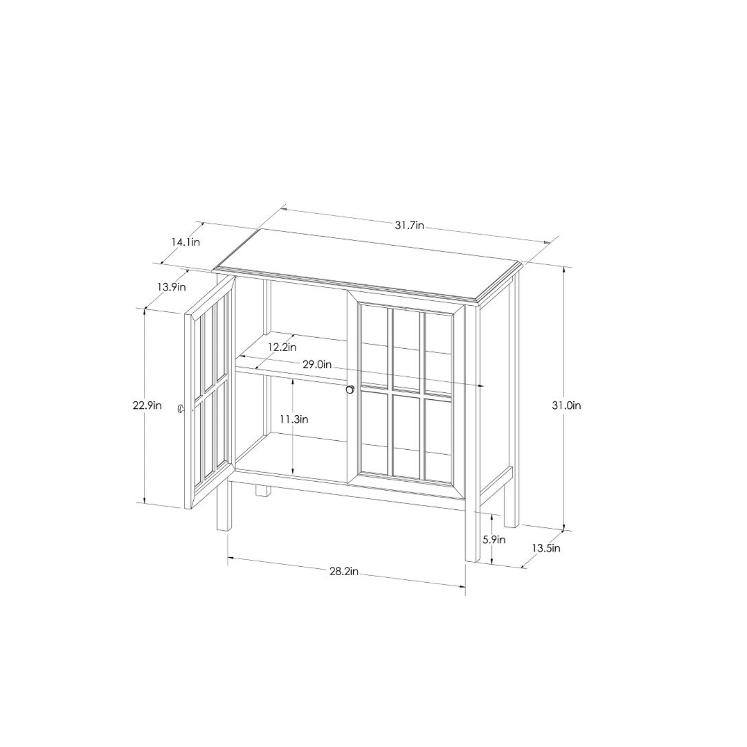 Windham 2 Door Accent Cabinet - Shell