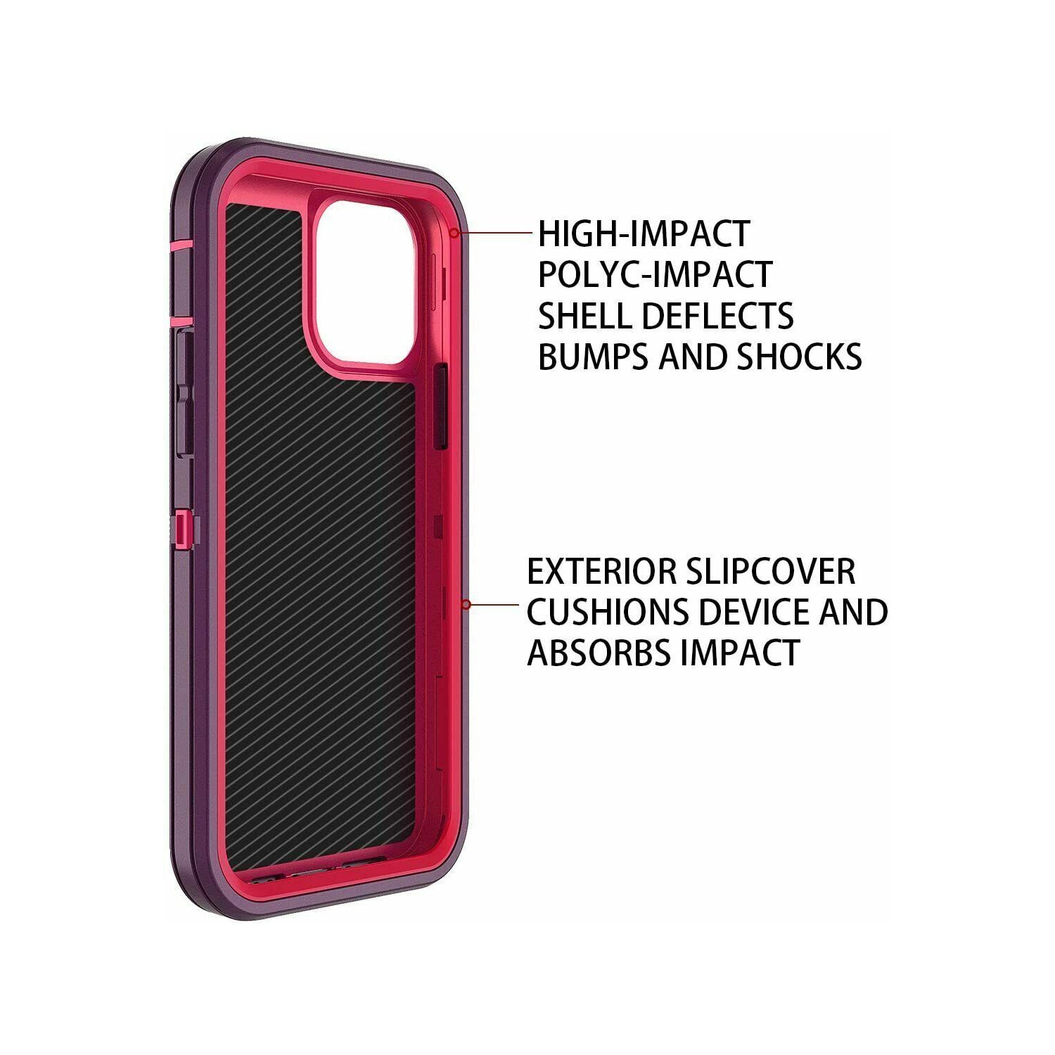 Étui rigide ajusté Defender SuperShield Ultimate Protection Unleash pour iPhone 14 Pro - Rouge