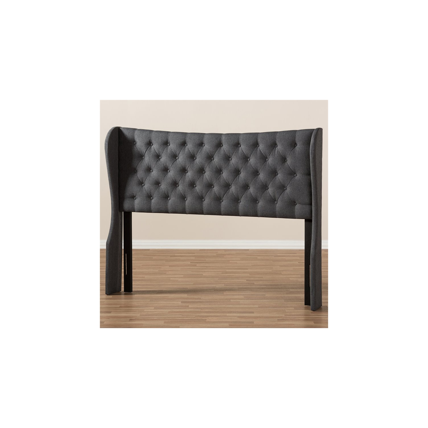 Tête de lit à panneaux ailés pour grand lit Bowery Hill, gris foncé