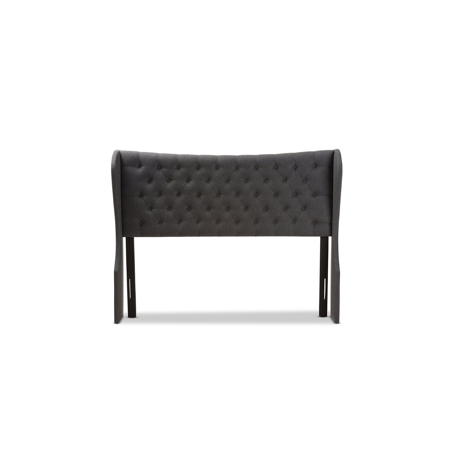 Baxton Studio Cadence Queen Winged Panel Headboard in Dark Gray