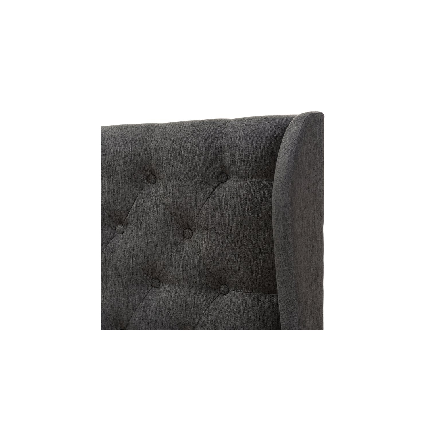 Baxton Studio Cadence Queen Winged Panel Headboard in Dark Gray