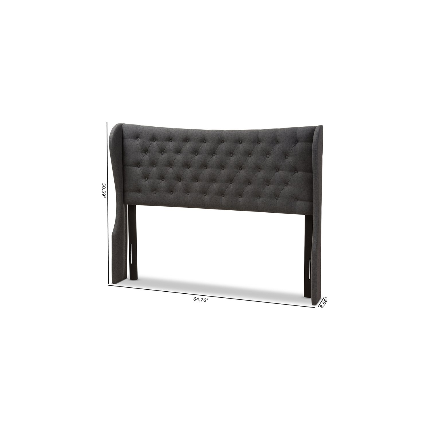 Baxton Studio Cadence Queen Winged Panel Headboard in Dark Gray