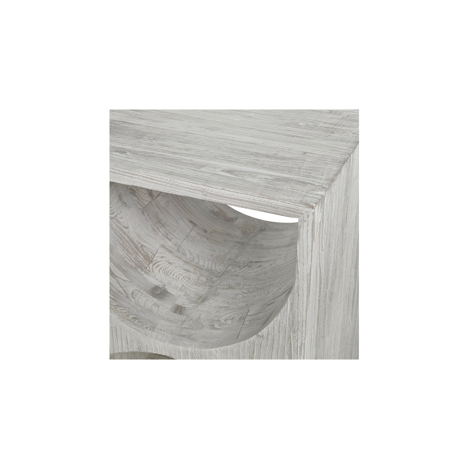 Uttermost Hans Coastal Style Fir Wood Side Table in Ivory Finish