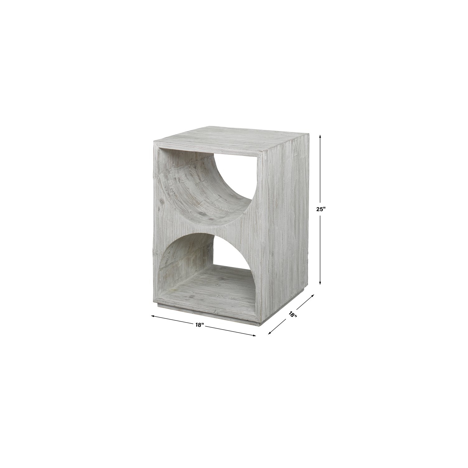 Uttermost Hans Coastal Style Fir Wood Side Table in Ivory Finish