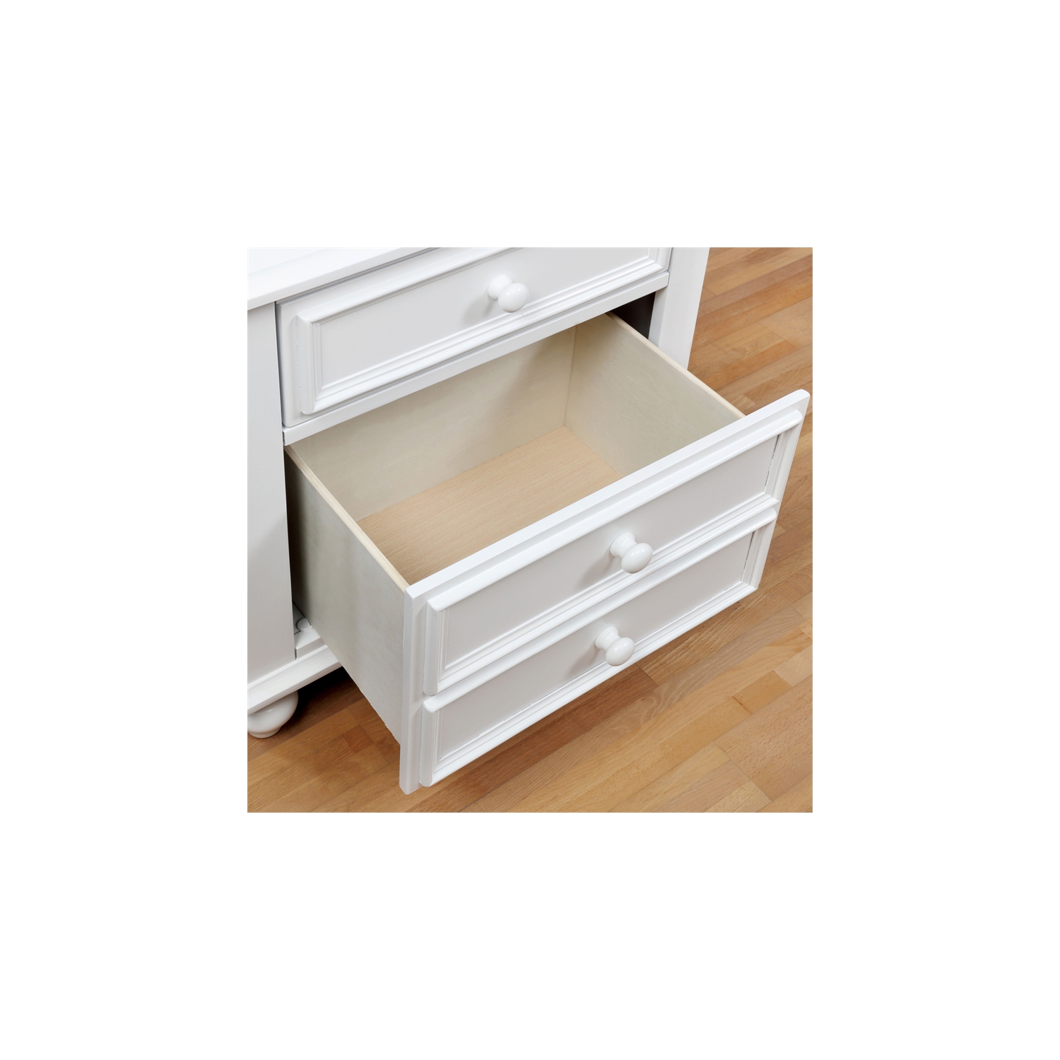 Table de chevet à 2 tiroirs pour enfants en bois massif For Furniture of America Noell, blanc