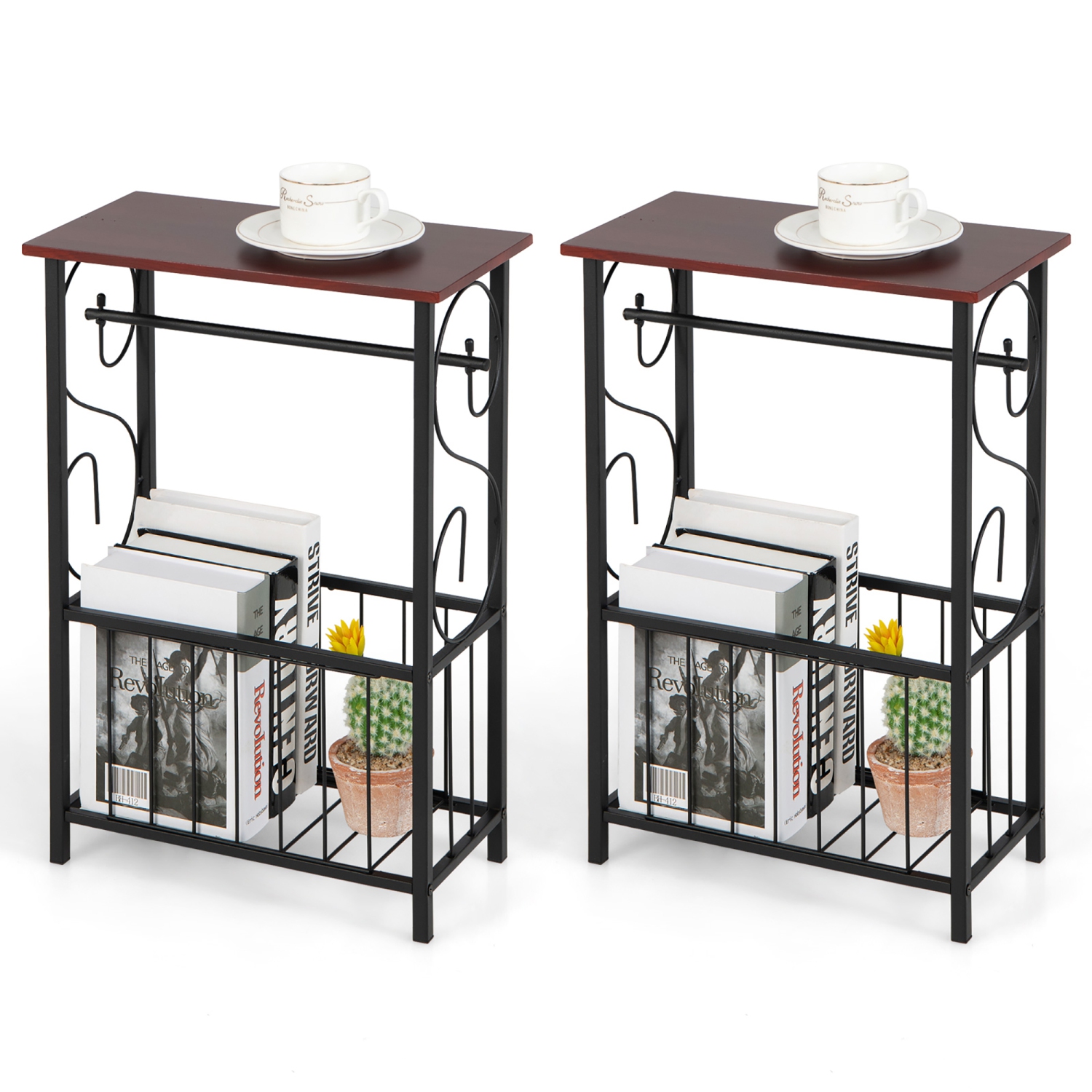 Table étroite 2 PCS de Costway avec porte-papier amovible pour toilette de salon