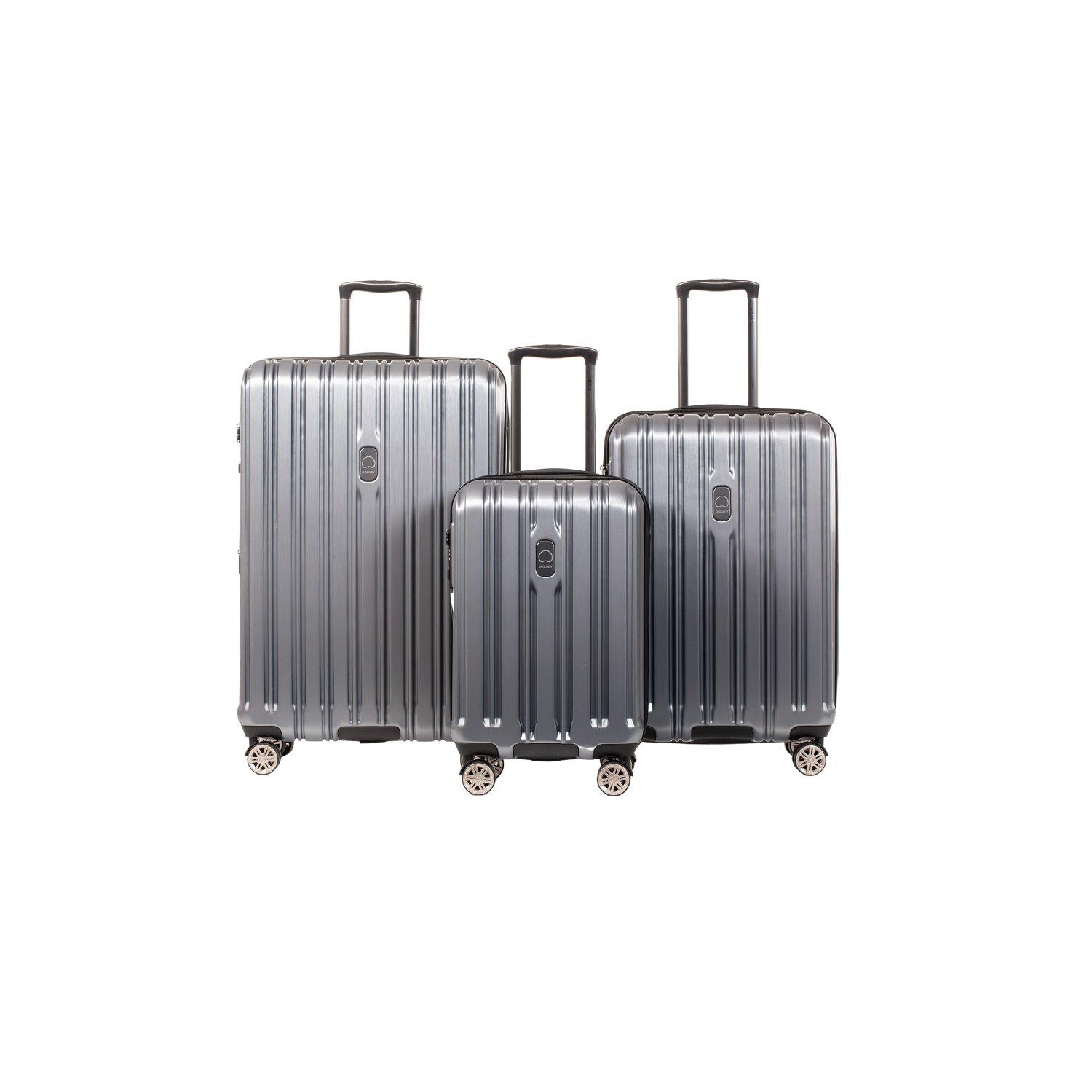 Delsey Chrometec Hardside Spinner Suitcase 3 Pcs Luggage Set-silver
