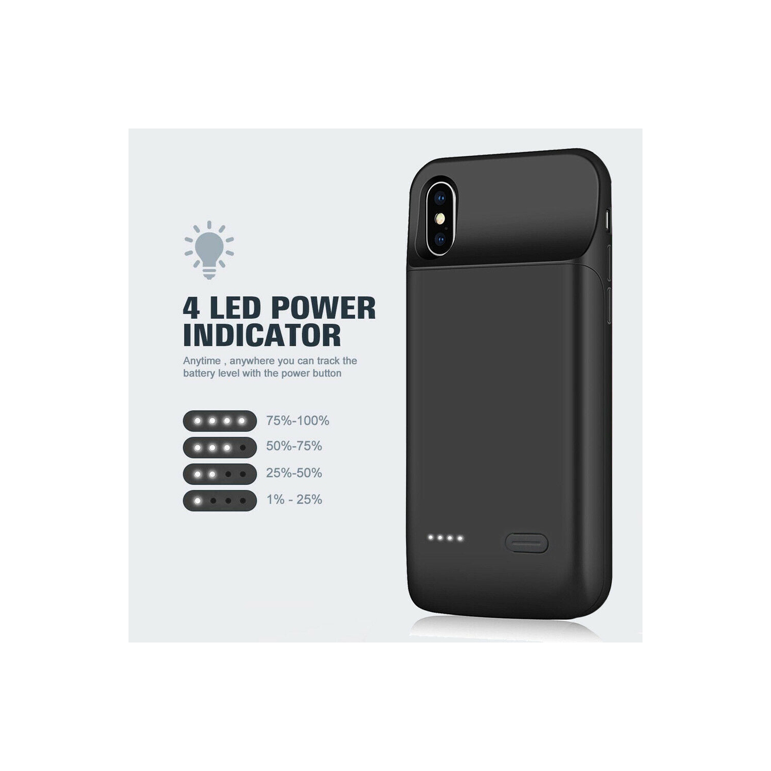 Smart & Slim Battery Case For iPhone SE 2022,6000mAh Power Bank Charger Cover CA