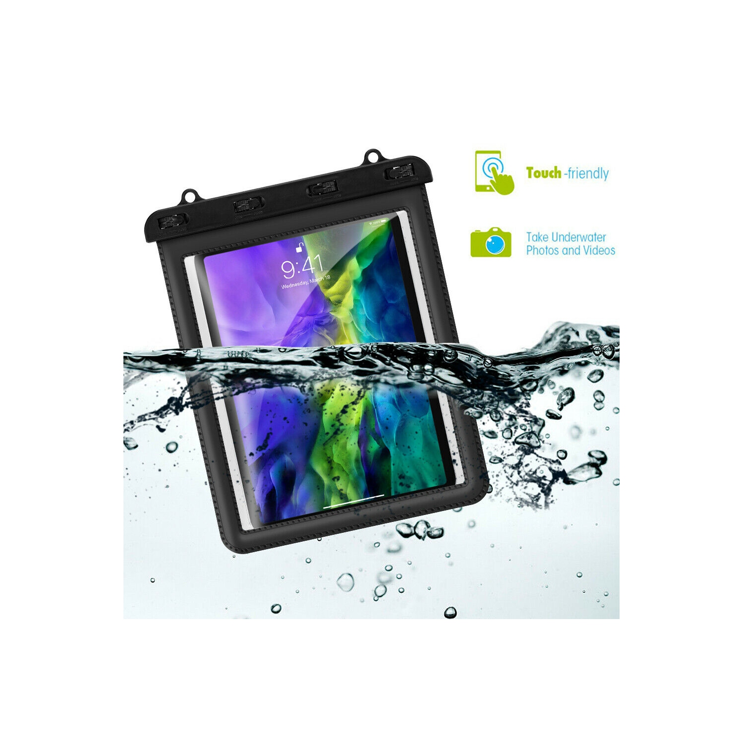 For iPad 5/6/7/8th, Air 2/3/4th, Mini 3/4/5th, Pro 11" 1/2/3rd Waterproof Pouch