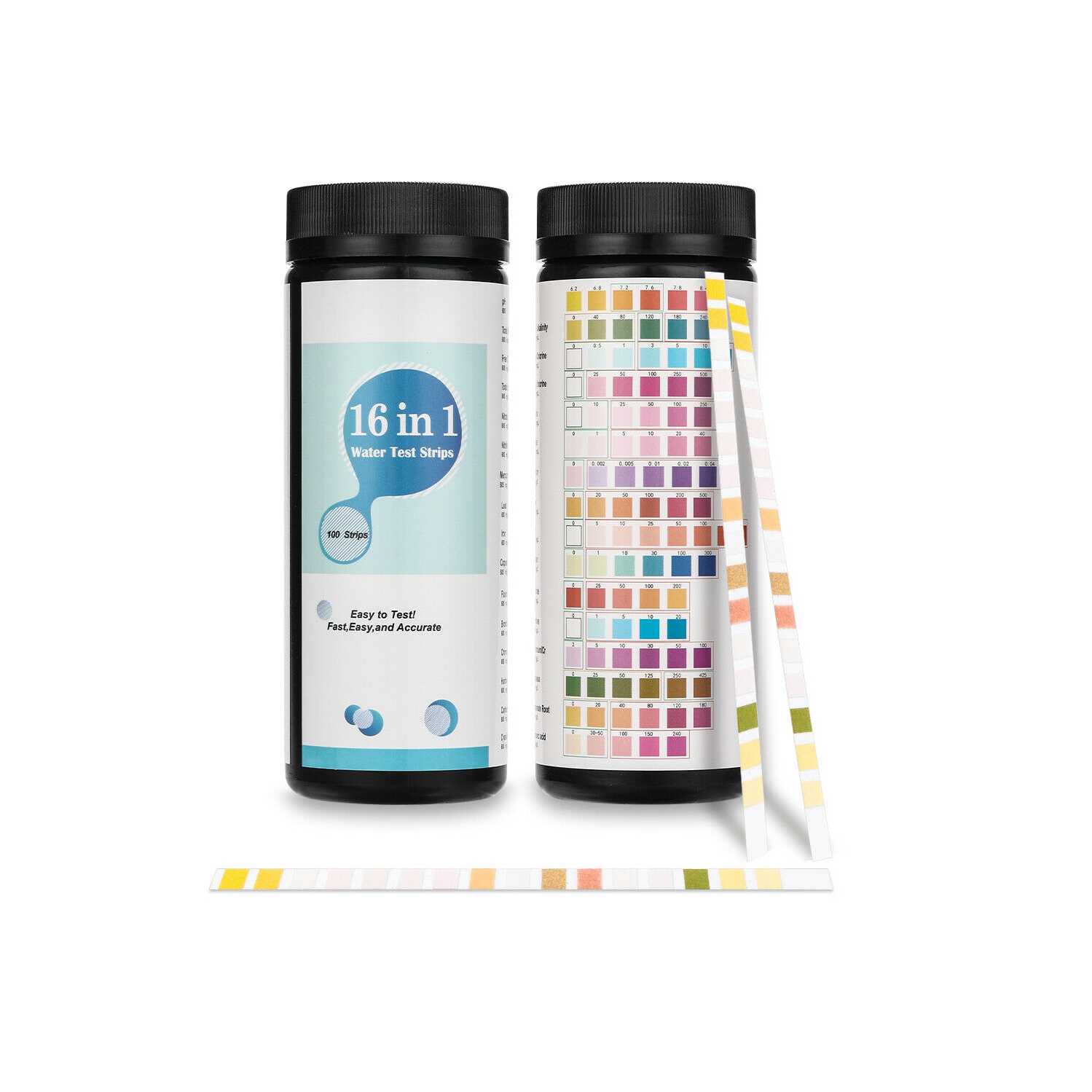 Bandelettes d'analyse d'eau à haute sensibilité – pH, dureté, chlore, plomb, fer, Cuivre