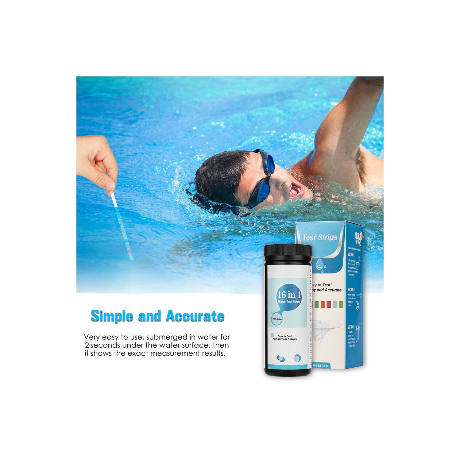 Bandelettes d'analyse d'eau à haute sensibilité – pH, dureté, chlore, plomb, fer, Cuivre