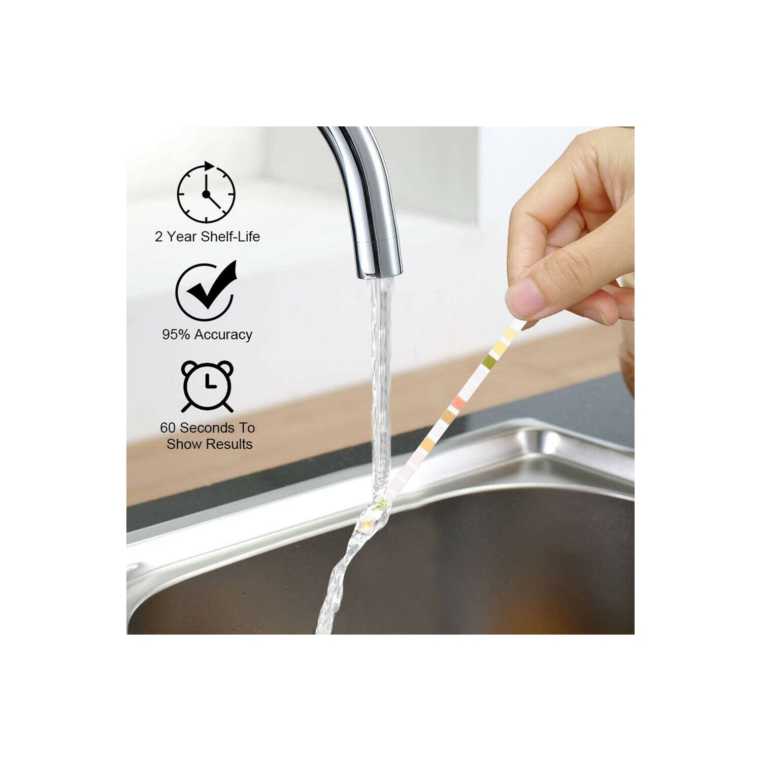 Bandelettes d'analyse d'eau à haute sensibilité – pH, dureté, chlore, plomb, fer, Cuivre