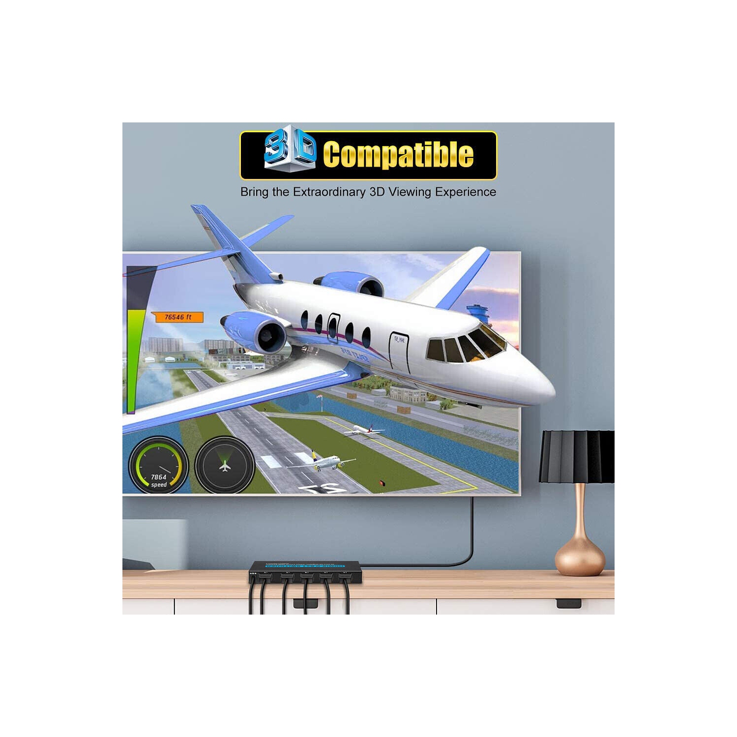 [Plug & Play] 5 In 1 Out HDMI Switcher with IR Remote Support 4K 60hz, 2K, 1080P